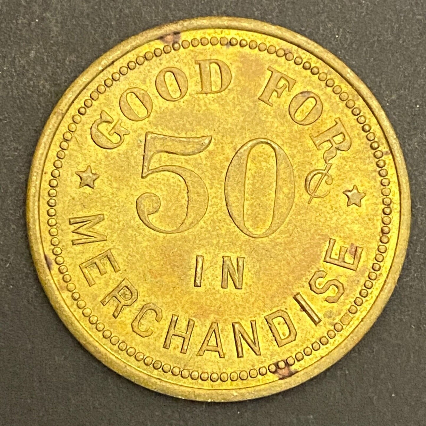 Charles Stratig Candy Store Duluth Hibbing c1921-30's G/F 50¢ Token 28mm (#2)