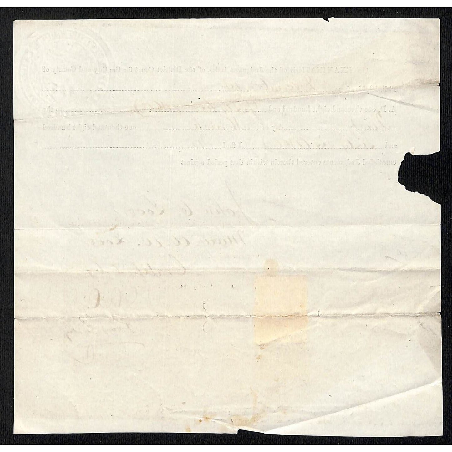 1866 Philadelphia District Court No Judgements Document John C. & Mary A.W Love