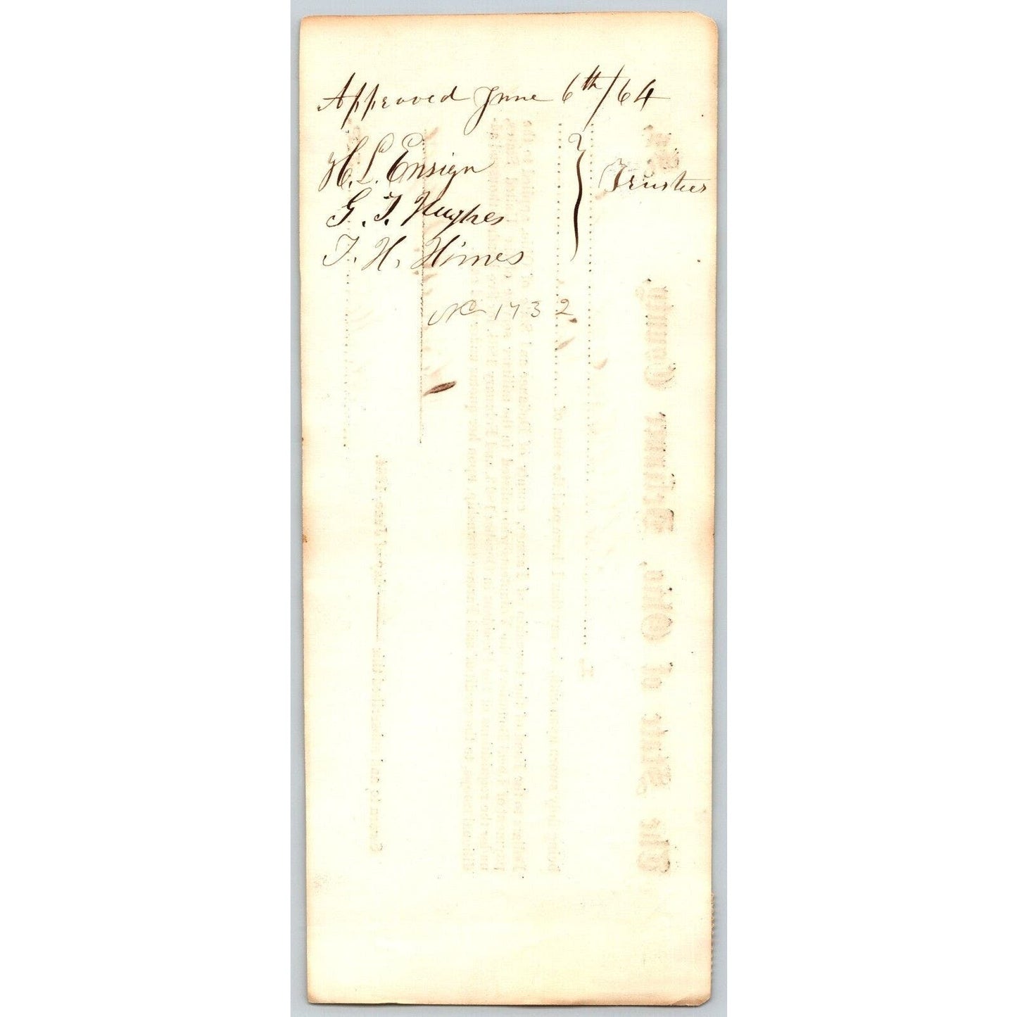 Civil War Farmer Township, OH Defiance 1864 Bounty Receipt Thomas E. Lloyd ?