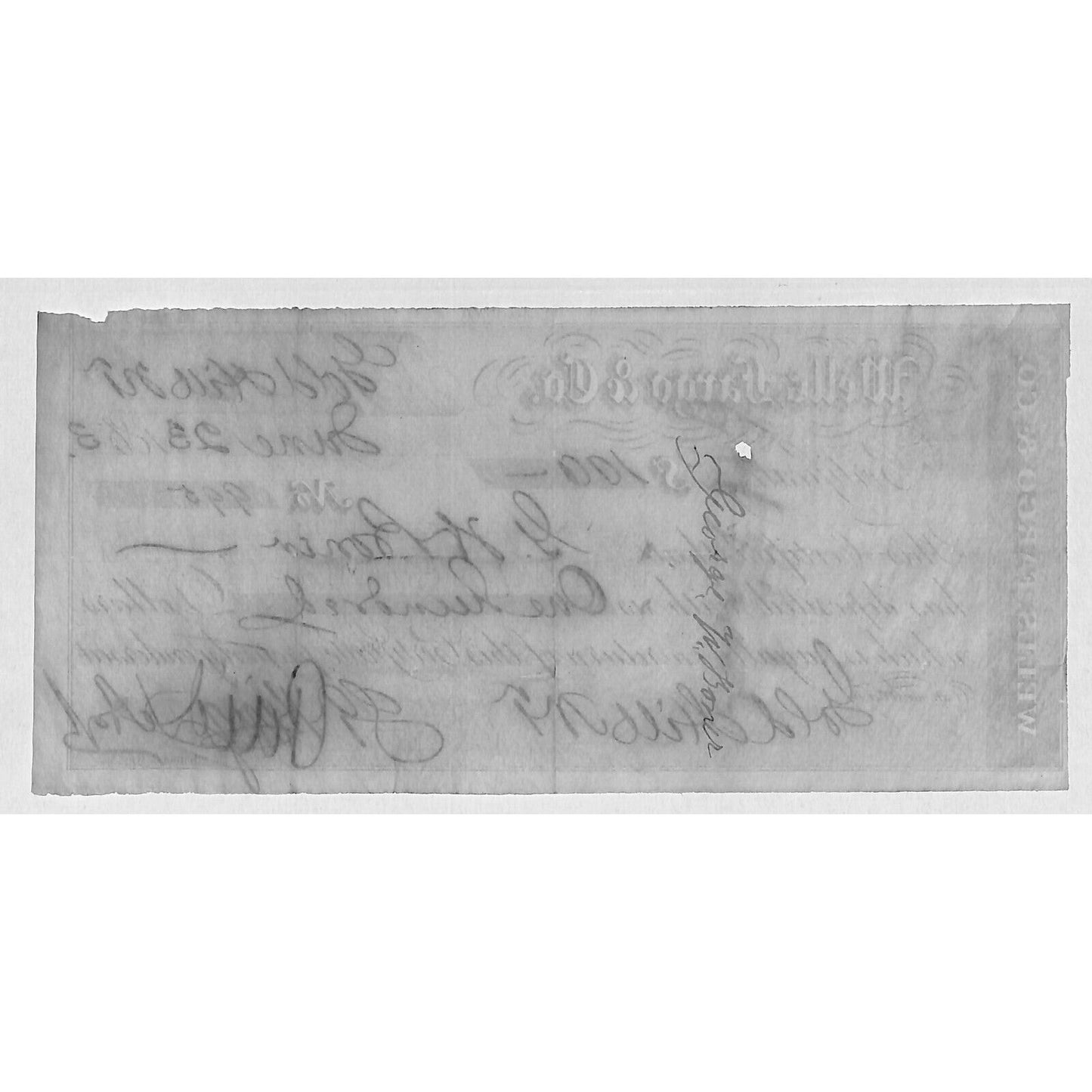 1863 Wells Fargo & Co. Gold Hill, NV Deposit Receipt "G.W. Poorer"