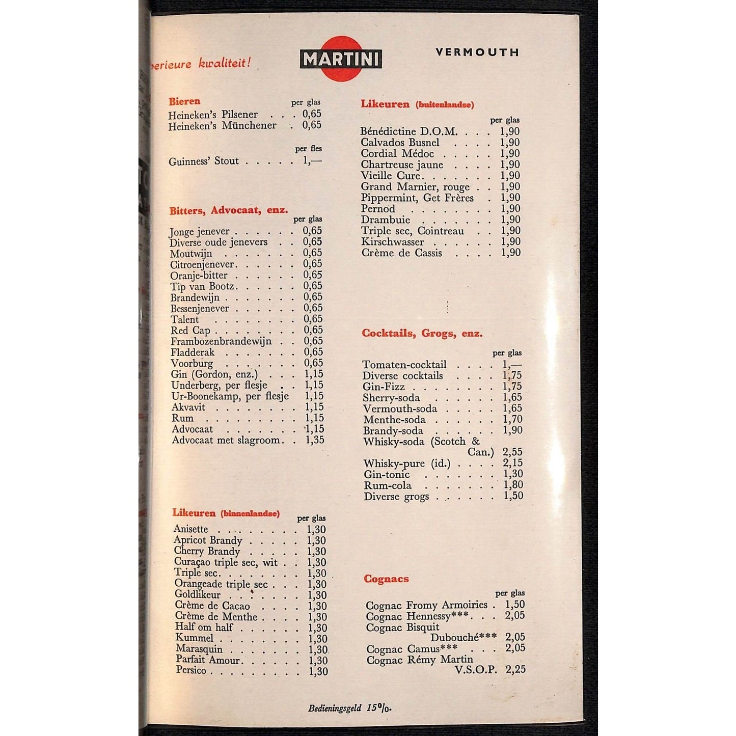 Boulevard - Rotonde Cafe c1958 Willem Beukelszoonplein Scheveningen Menu