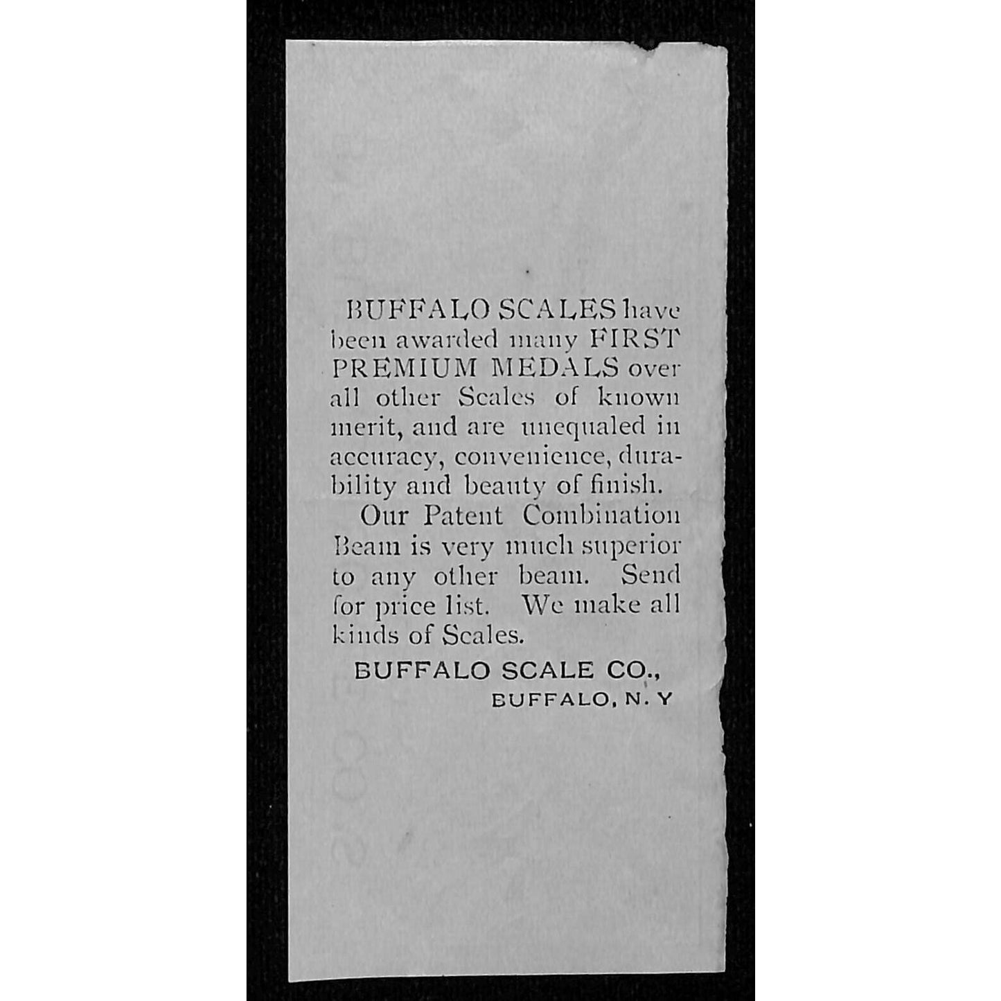 1903 Buffalo Scale Co. Weigh Master's Weight Receipt 4,050 lbs. Scarce