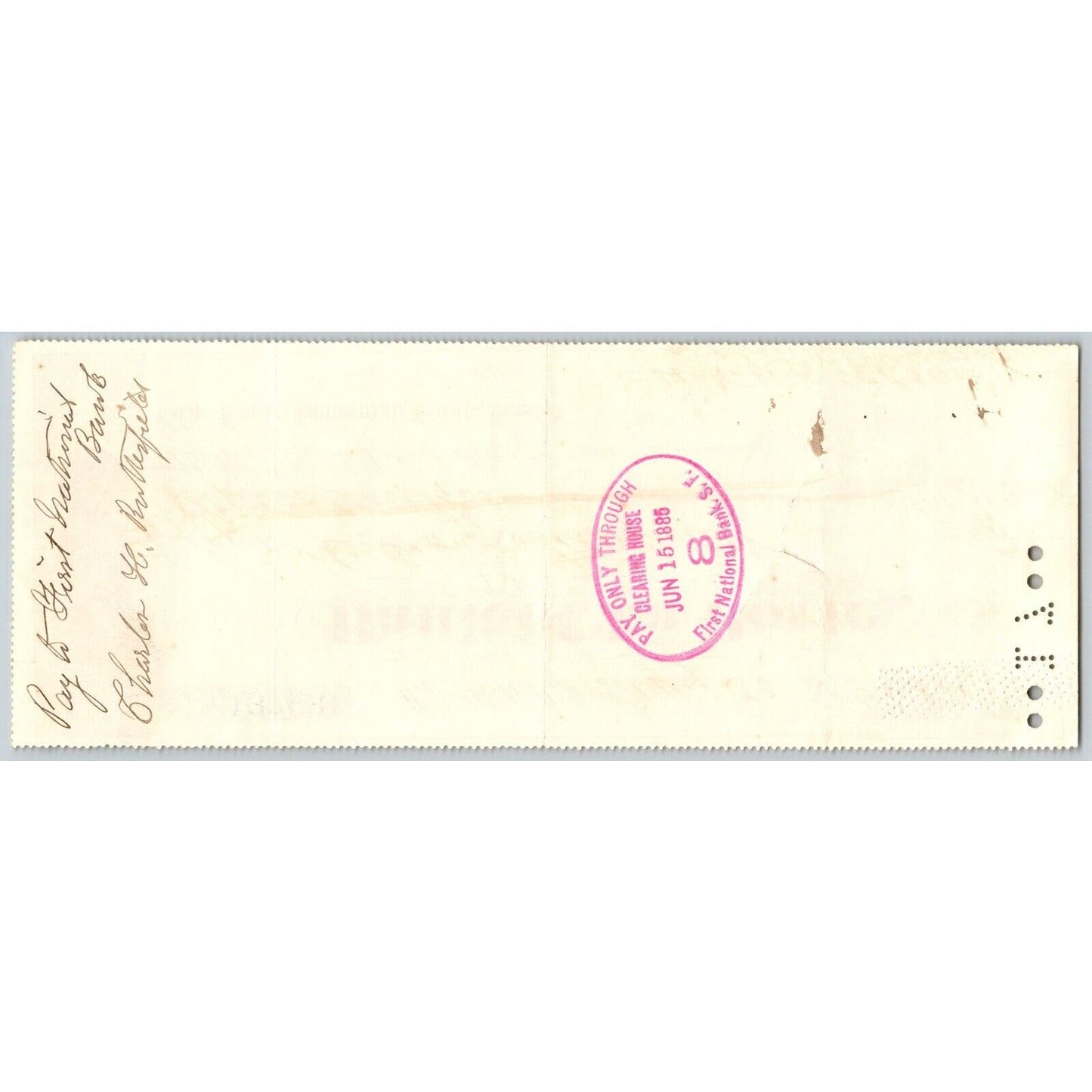 Bank of La Porte Check Charles H. Butterfield 1885 Mining Vignette #13748