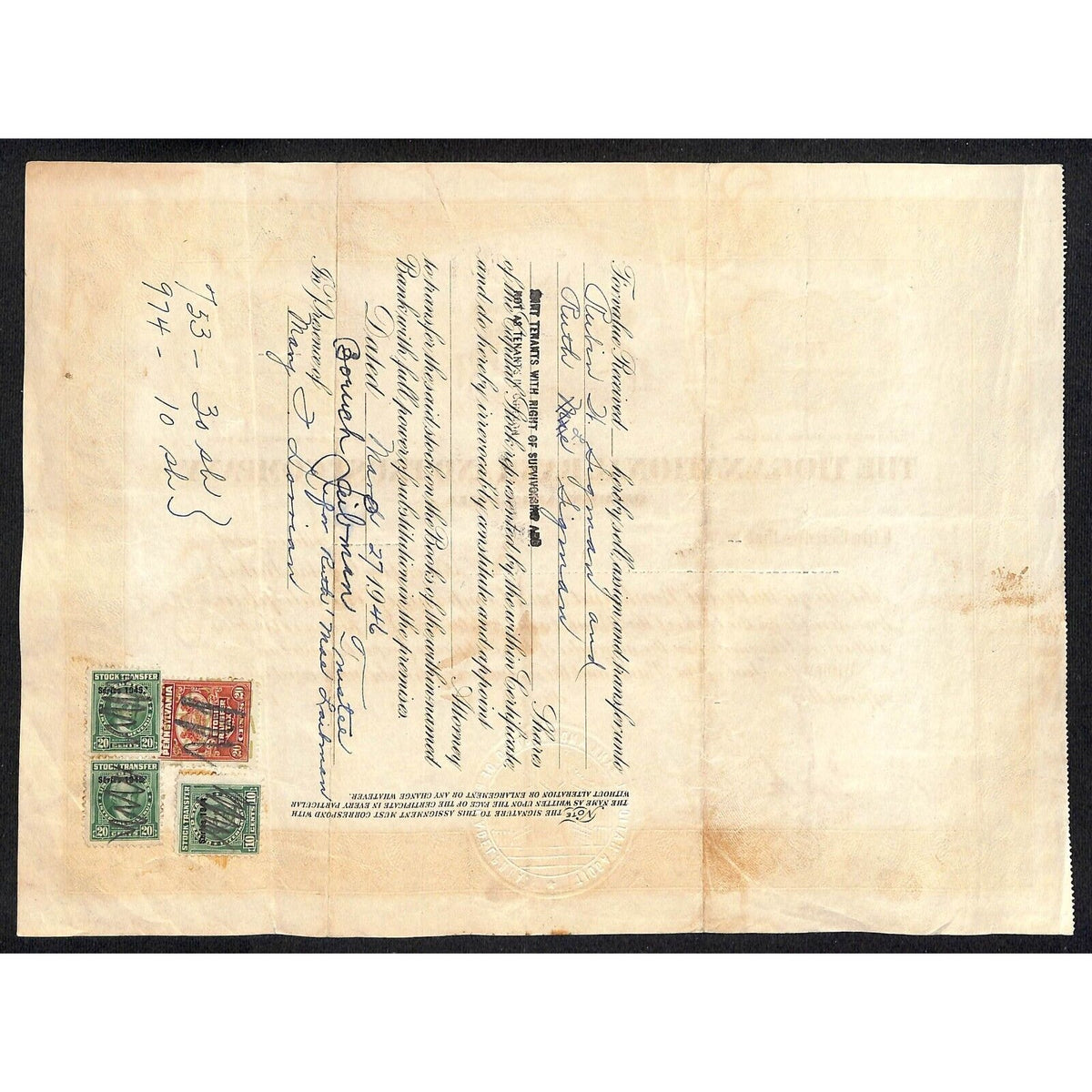 Tioga National Bank Trust Philadelphia 1933 Stock Certificate Boruch Laibman