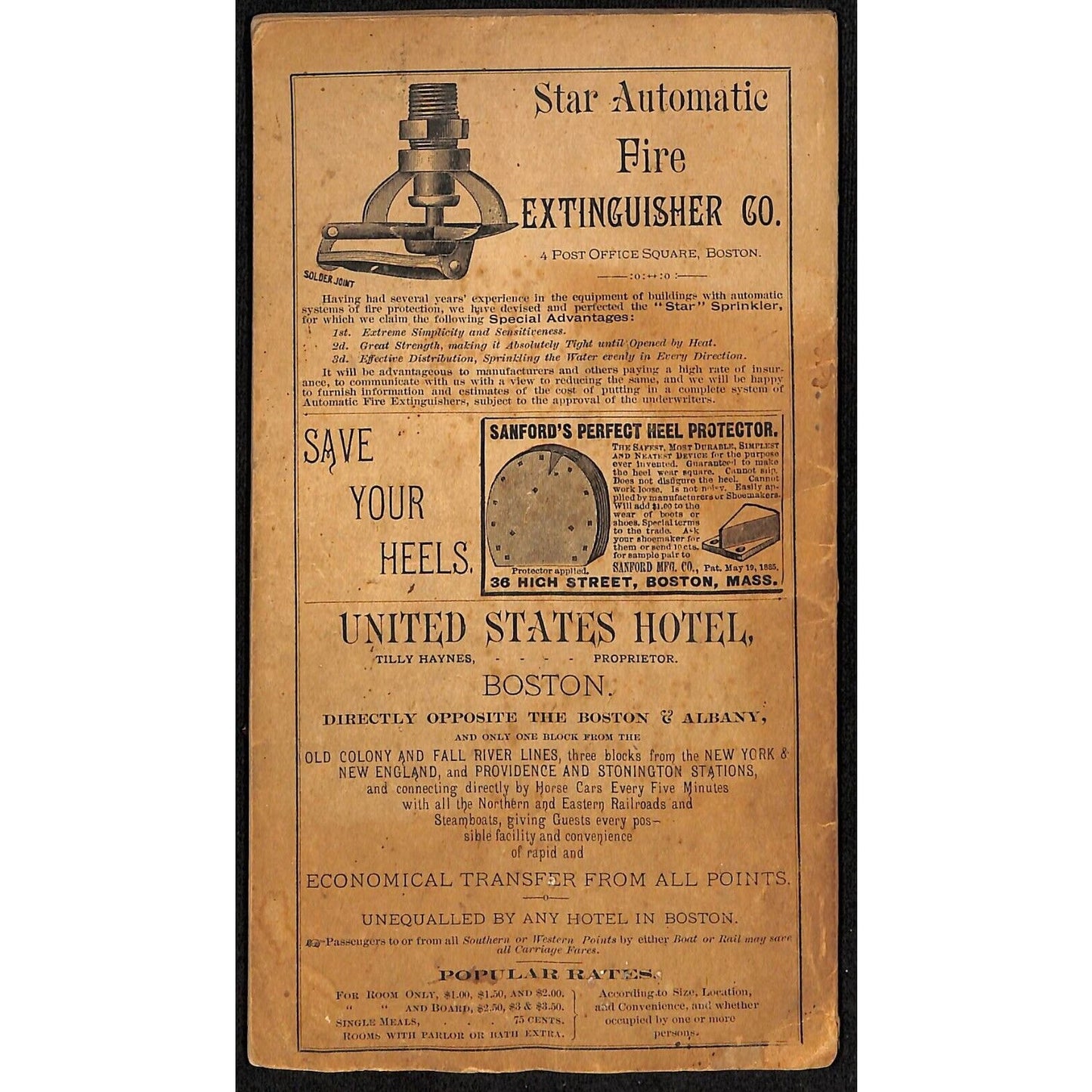 1885 Commercial Travelers Railroad Guide & Hotel Directory NY & NE States 112pp