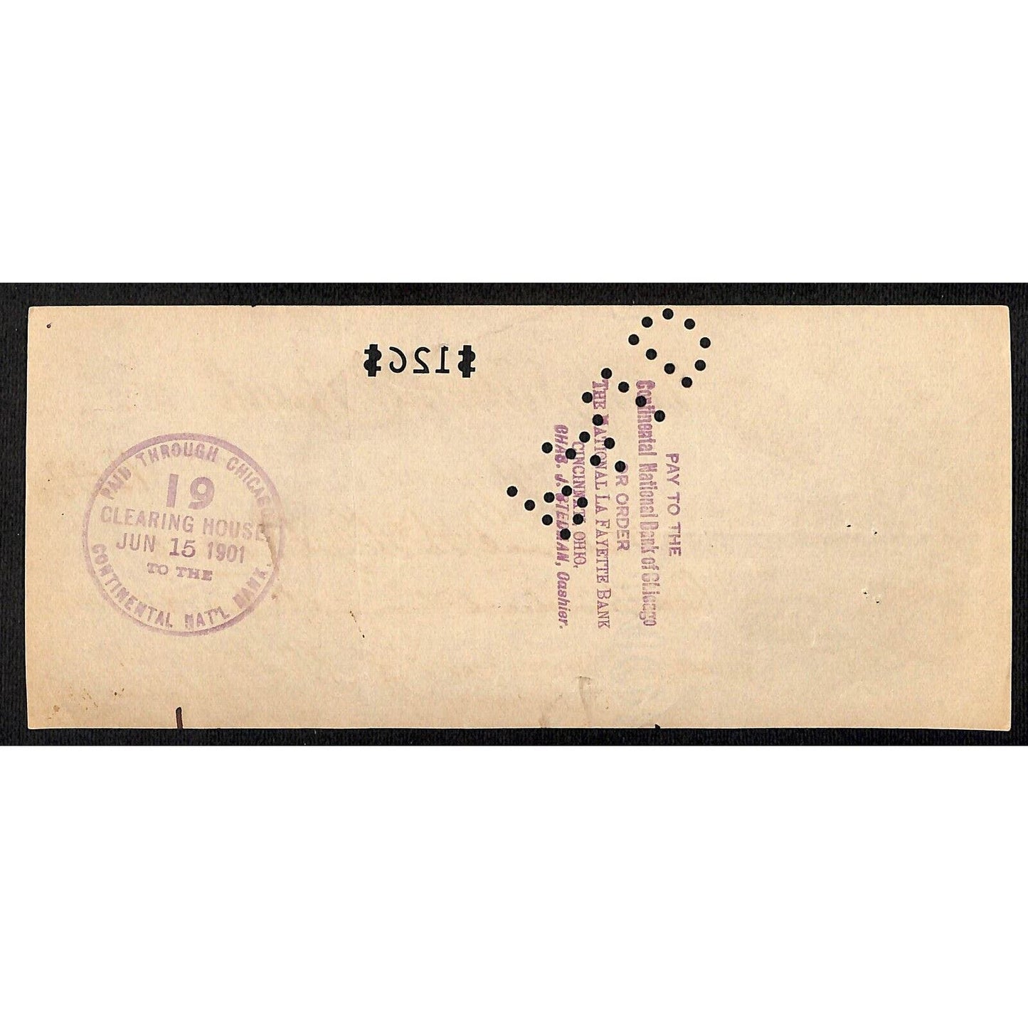 FNB Urbana, IL $126 1901 Bank Check Revenue Stamp w/ University Bldg. Vignettes