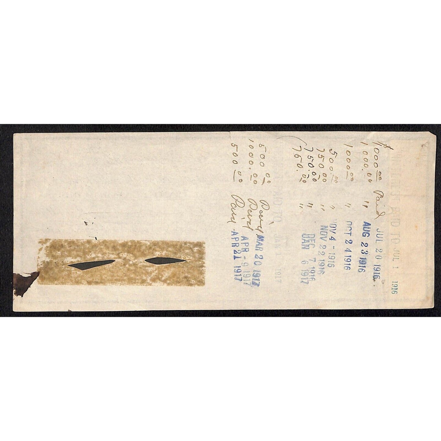 FNB LaPorte Indiana 1916 $8,500 Promissory Note w/ Tax Stamps