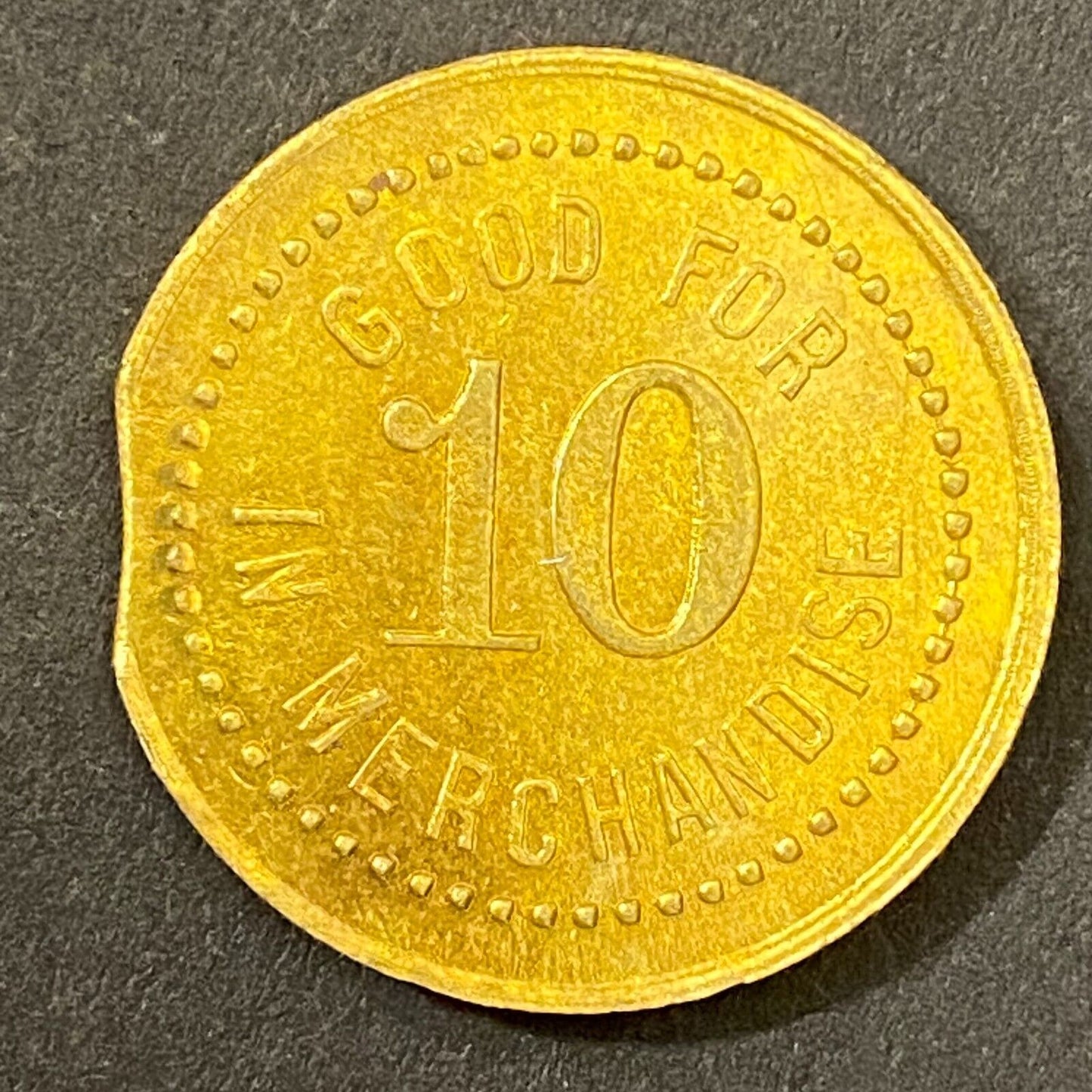 Bye & Company Taswell, IN G/F 10¢ in Merchandise Token 23mm (Gen Store?*) (#4)