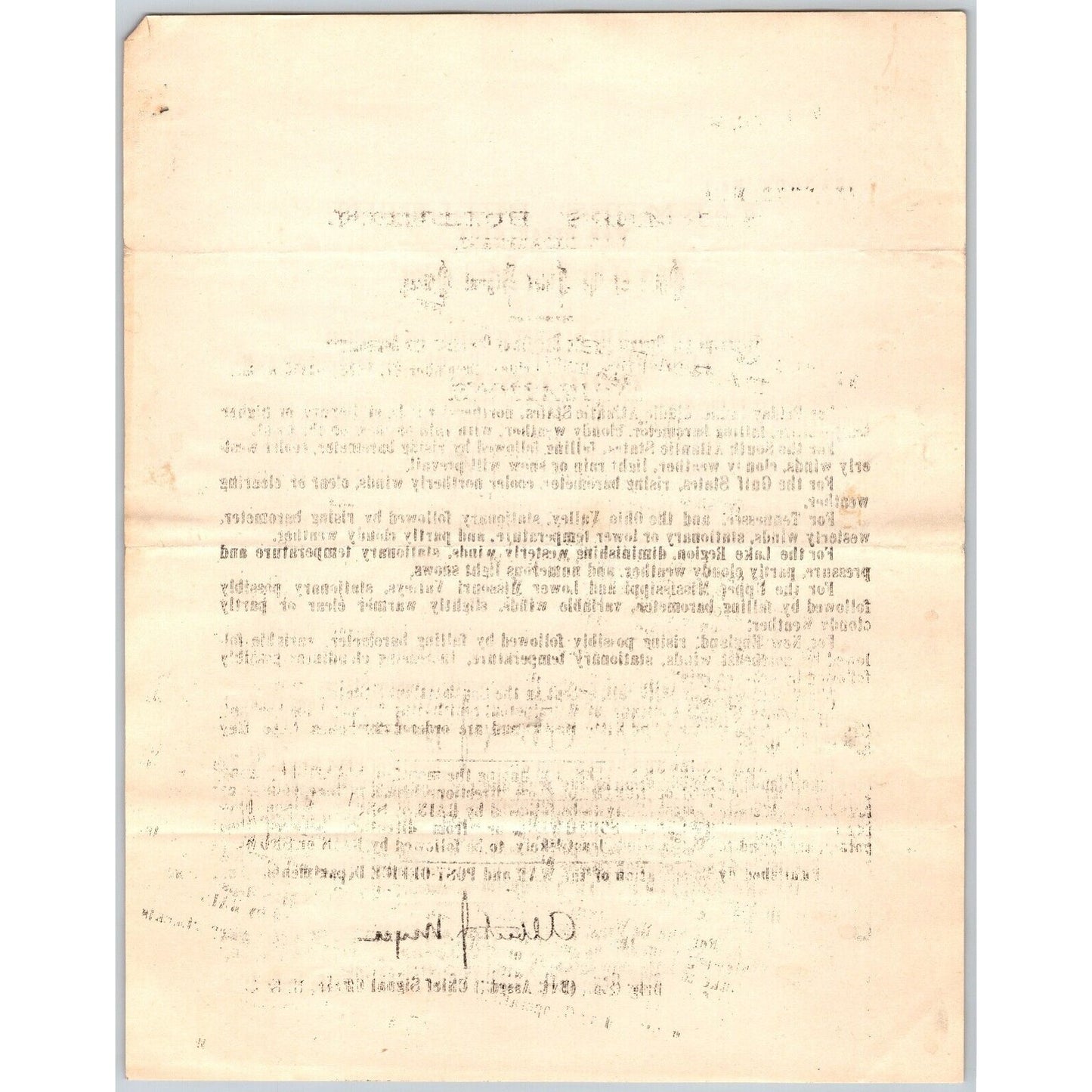 Bangor, ME Chief Signal Office, War Department Farmers' Bulletin - Dec. 27, 1878