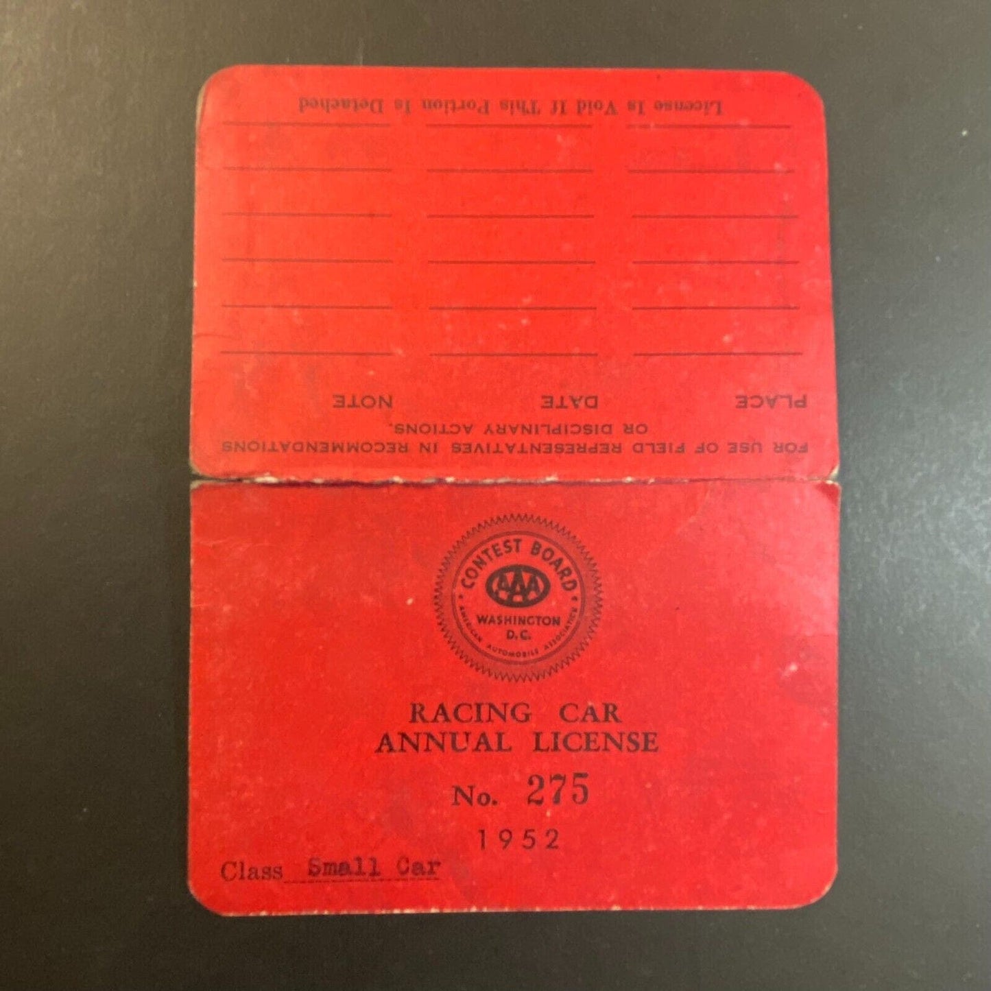 1952 AAA "Racing Car License" "Charles Henry Meyer" ID Card - Scarce