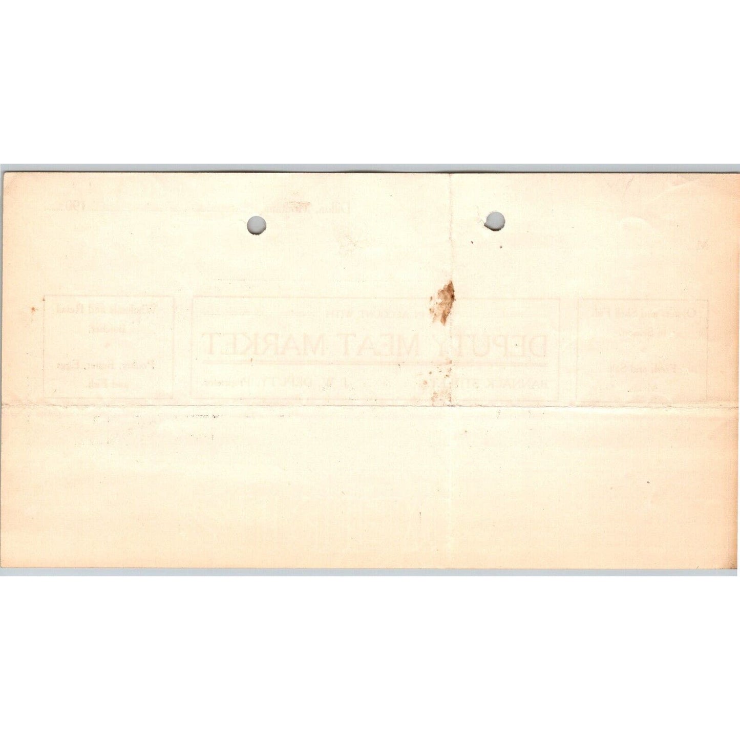 Dillon, MT Deputy Meat Market July 1905 Oysters Shell Fish Billhead G.T. Paul*