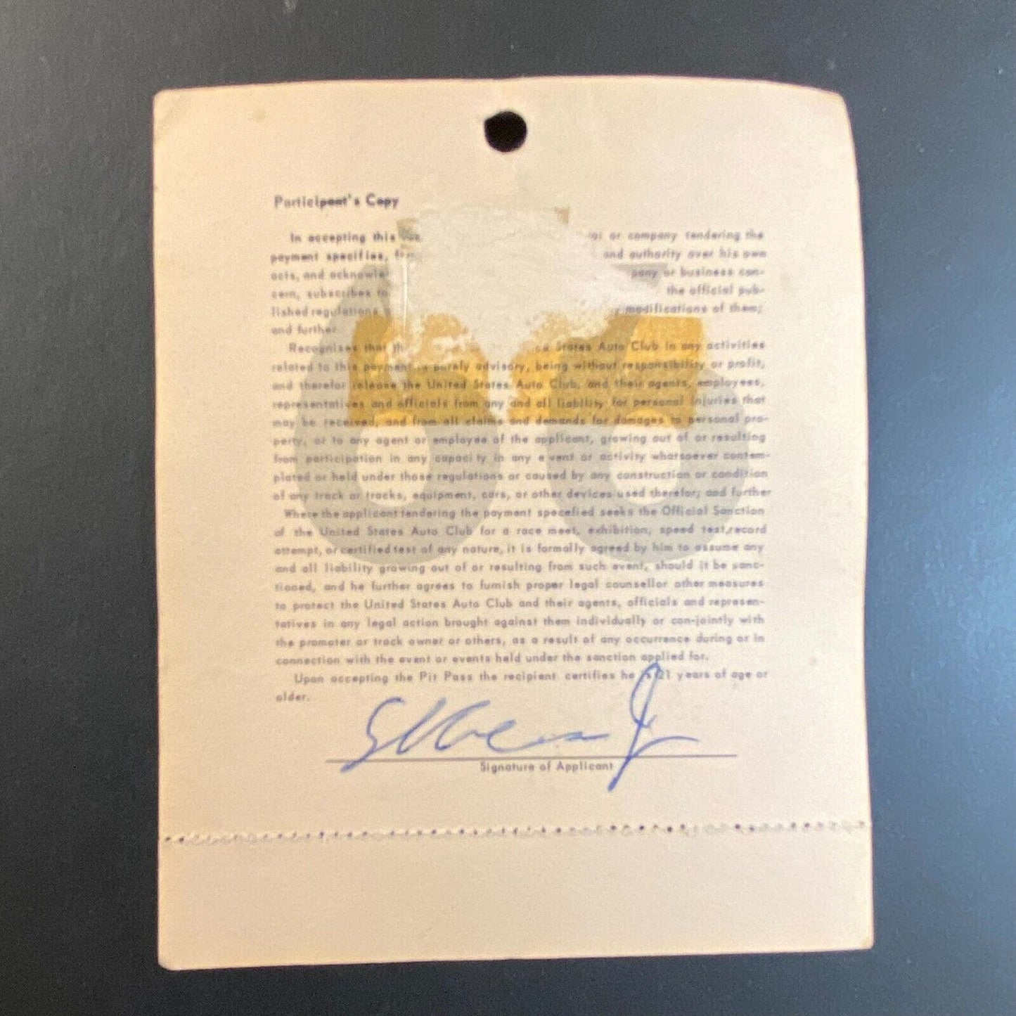 1966 Reading, PA USAC Pit Pass w/ Gateman Stub