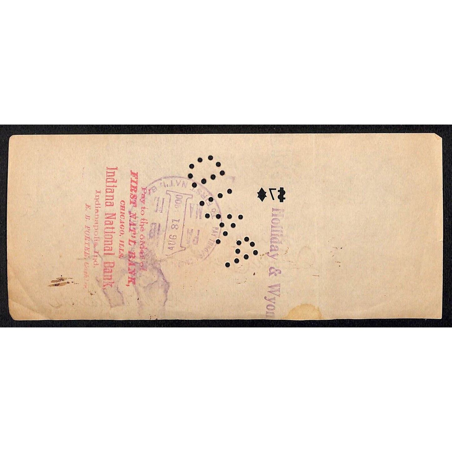 FNB Urbana, IL $7 1900 Bank Check Revenue Stamp w/ University Bldg. Vignettes