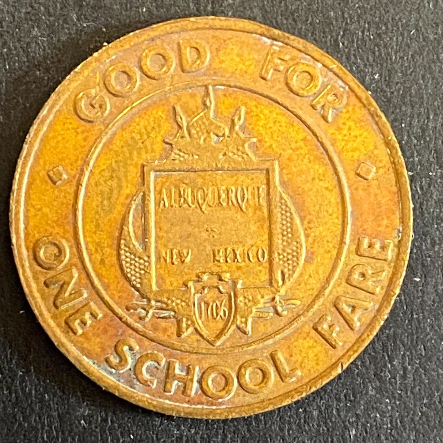 Suntran of Albuquerque School Bus Token Transit Radiant Sun 22mm