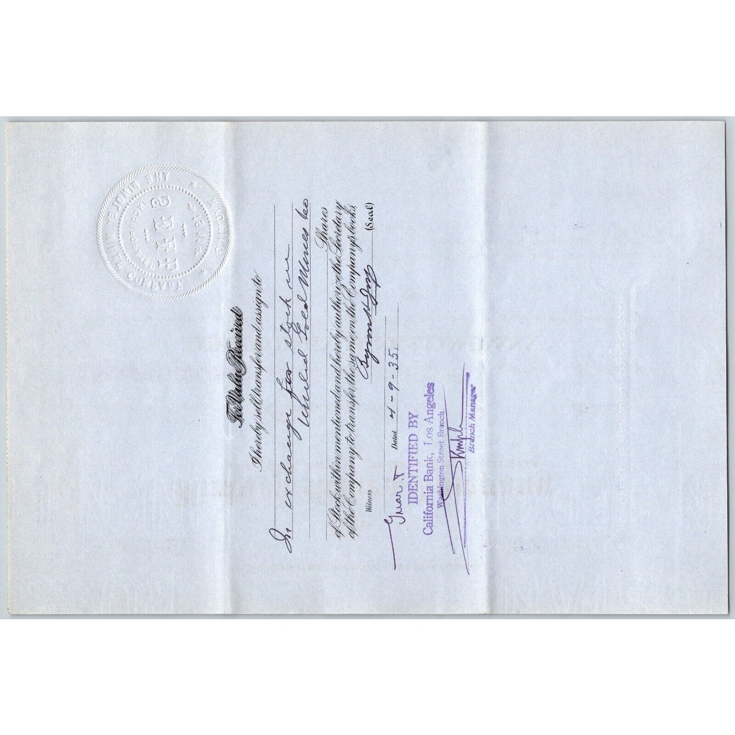 Findley Mines Company 1912 Stock Certificate Cripple Creek District #51