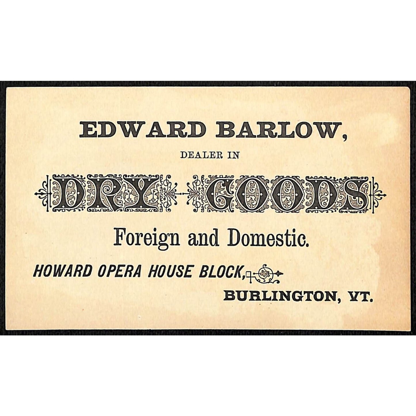 John English Needles / Edward Barlow Dry Goods Victorian Trade Card Butterfly