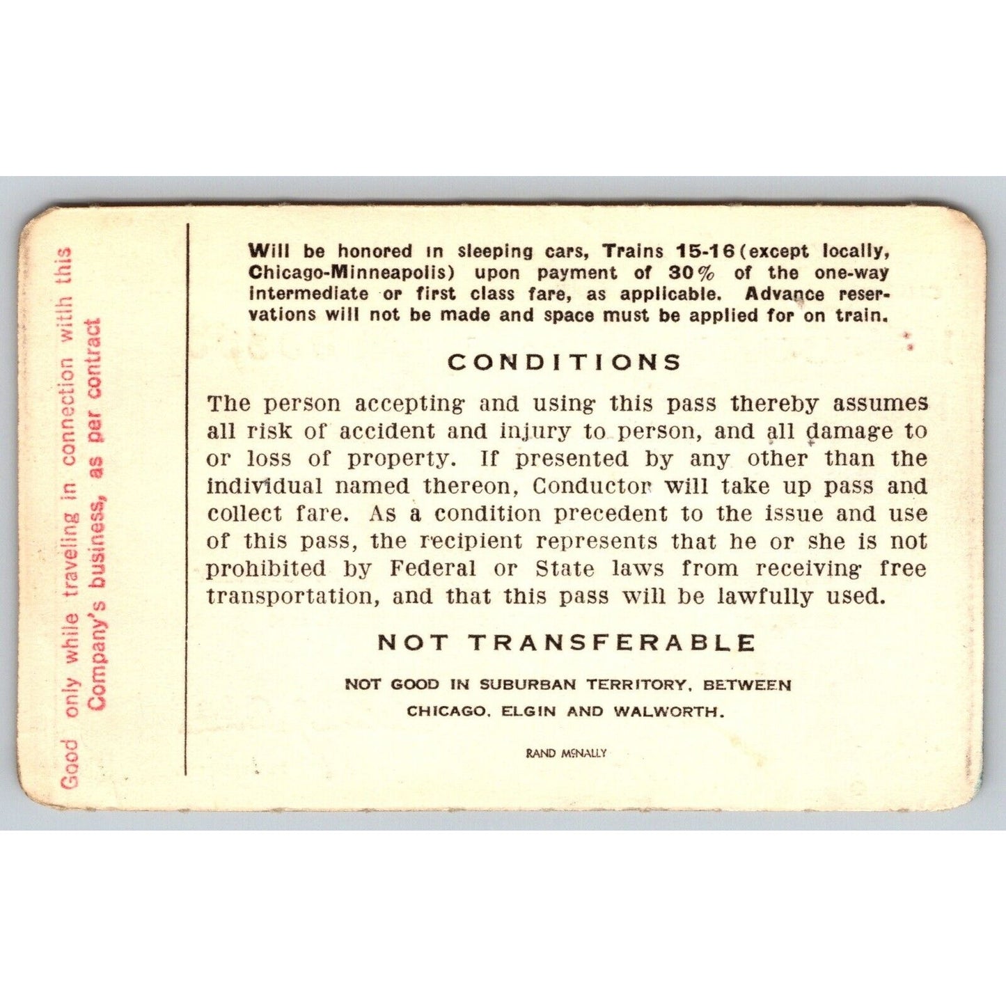 The Milwaukee Road Railroad 1964 Yearly Train Pass #55899