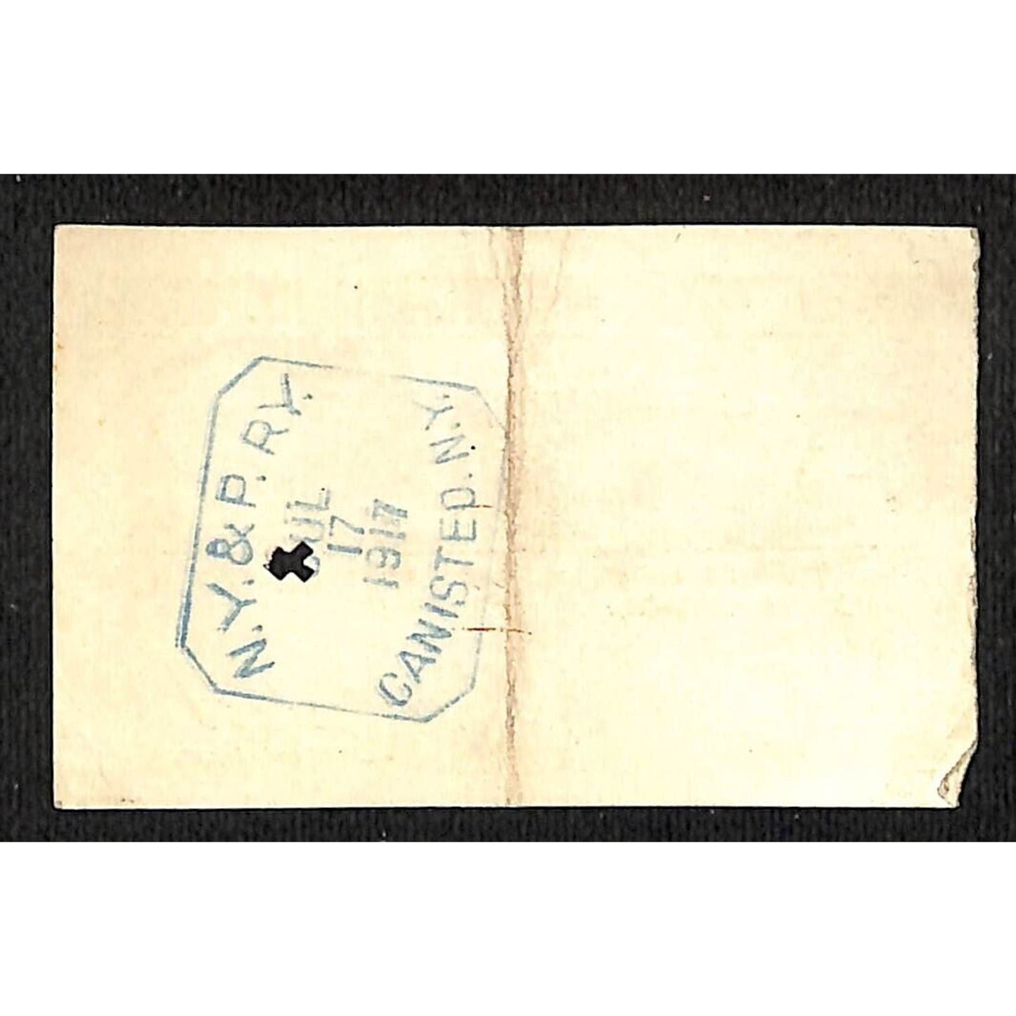 New York & Pennsylvania Railroad RY July 17 1917 Genesee 1/2 Fare Ticket #5232