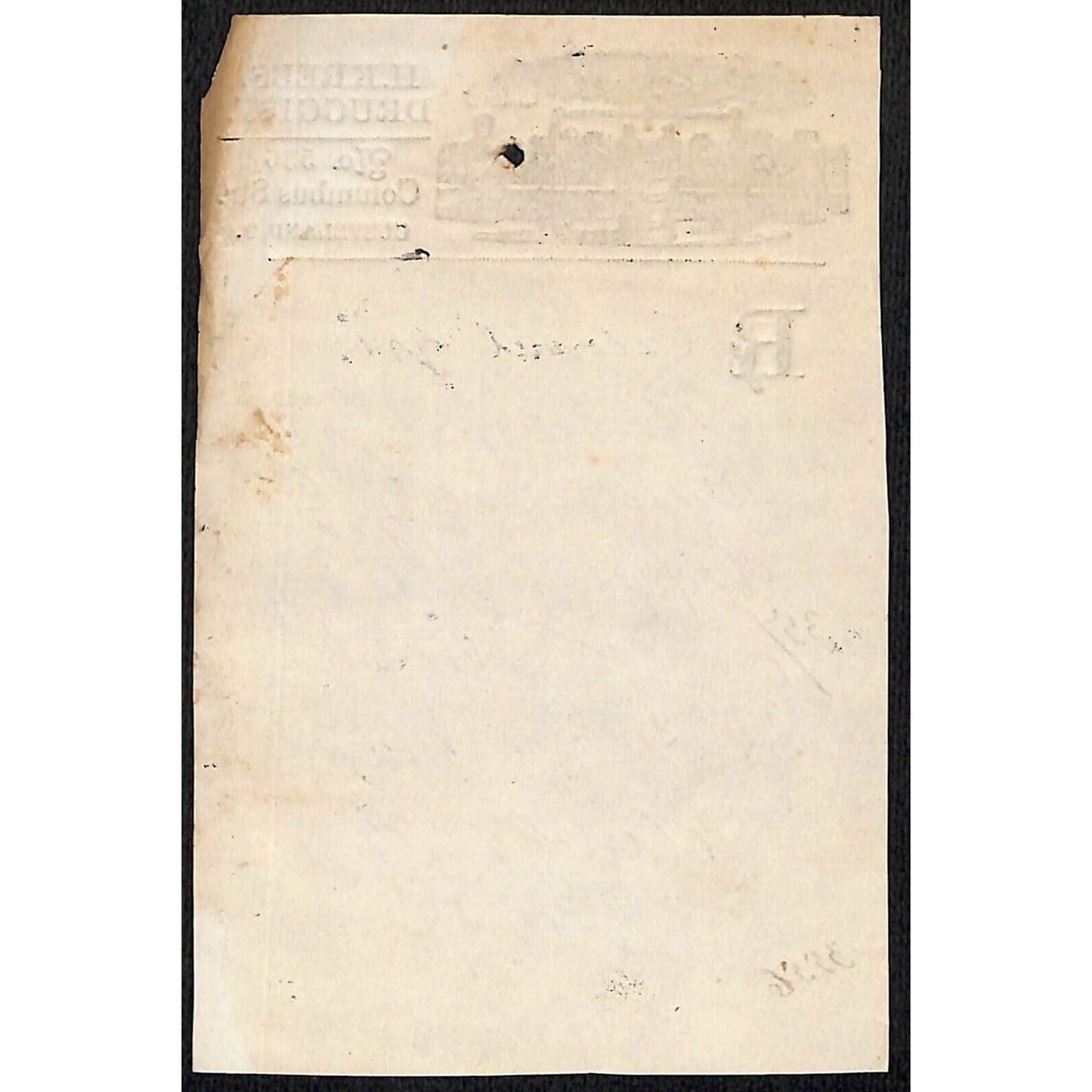 H. Krebs, Druggist Columbus St. Cleveland c1870's* Prescription #3556