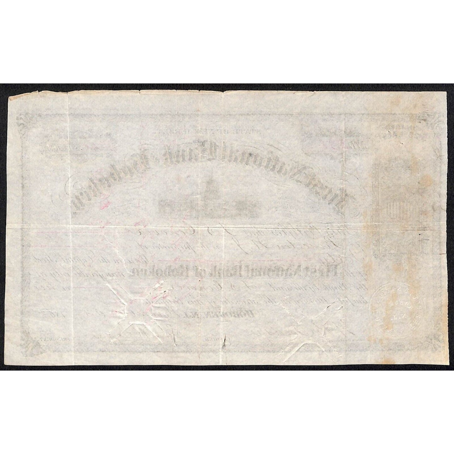 First National Bank of Hoboken 1883 Stock Certificate J.S. Conover