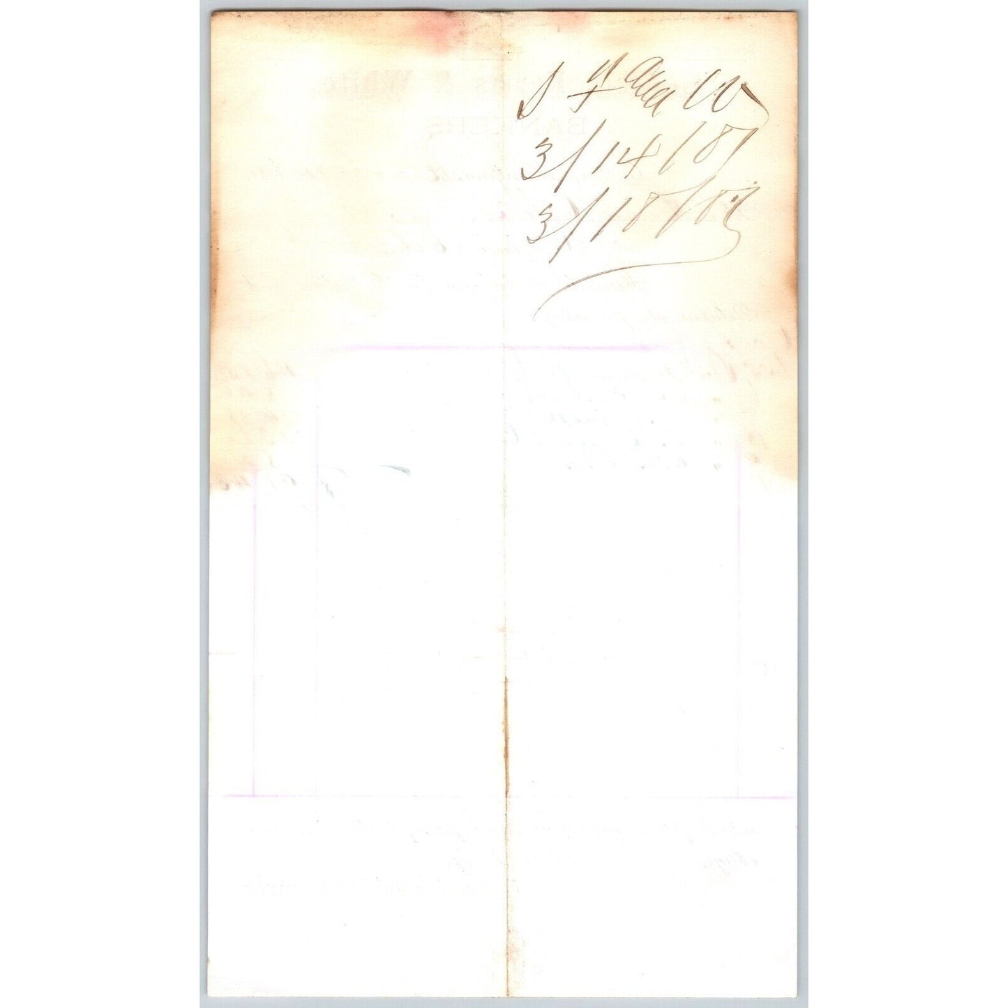 Sebree, Ferris & White Bankers Dillon, MT 3/14 1881 Statement Henry Elling*