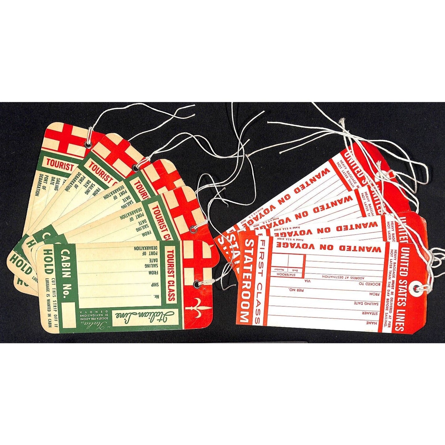 Italian Line United States Lines 9 Unused c1960's-70's Cruise Ship Luggage Tags