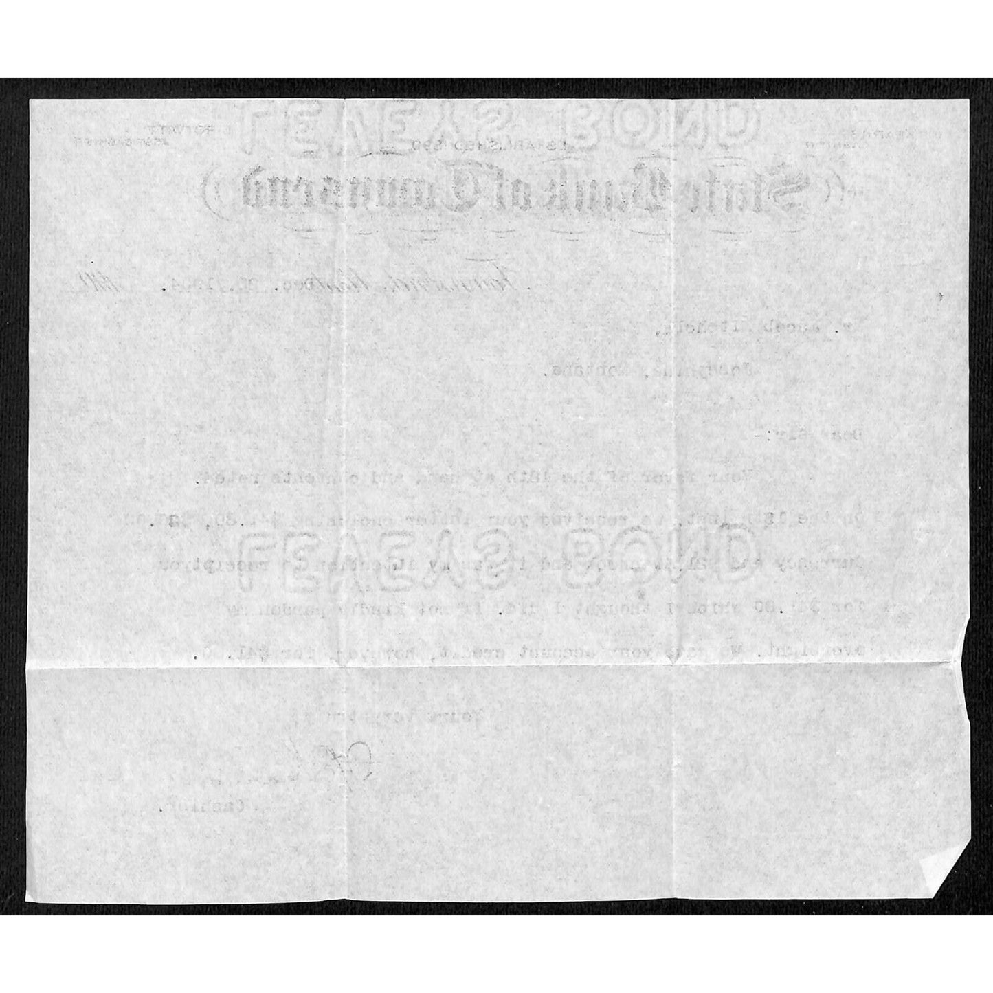 1904 State Bank of Townsend, Montana TLS re: Currency & Check Deposit Oversight