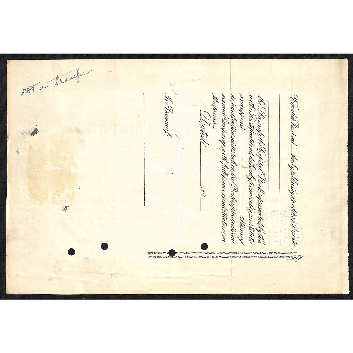 Geneva Trust Company NY 1919 Stock Certificate to Phineas P. Chew #26