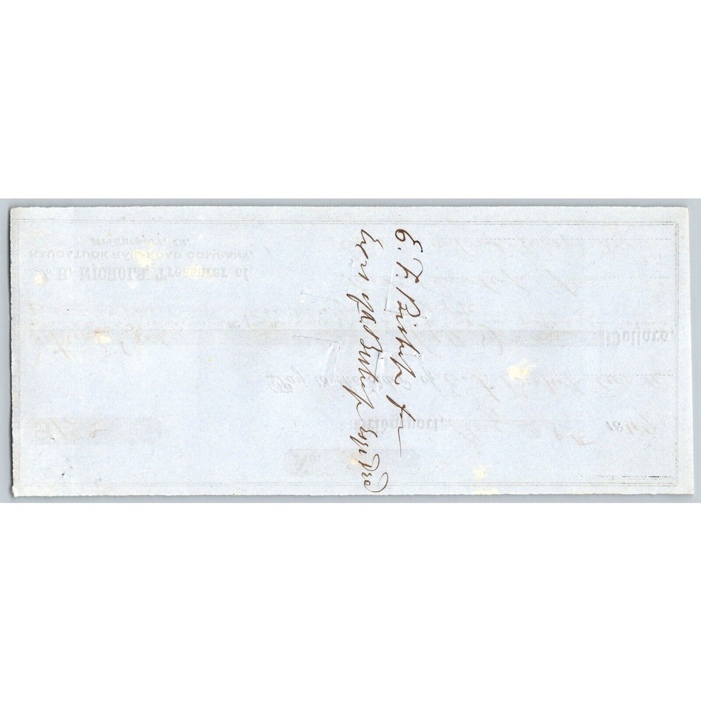 Naugatuck Railroad Co. Bridgeport Connecticut 1849 Check #109 E.F Bishop Signed