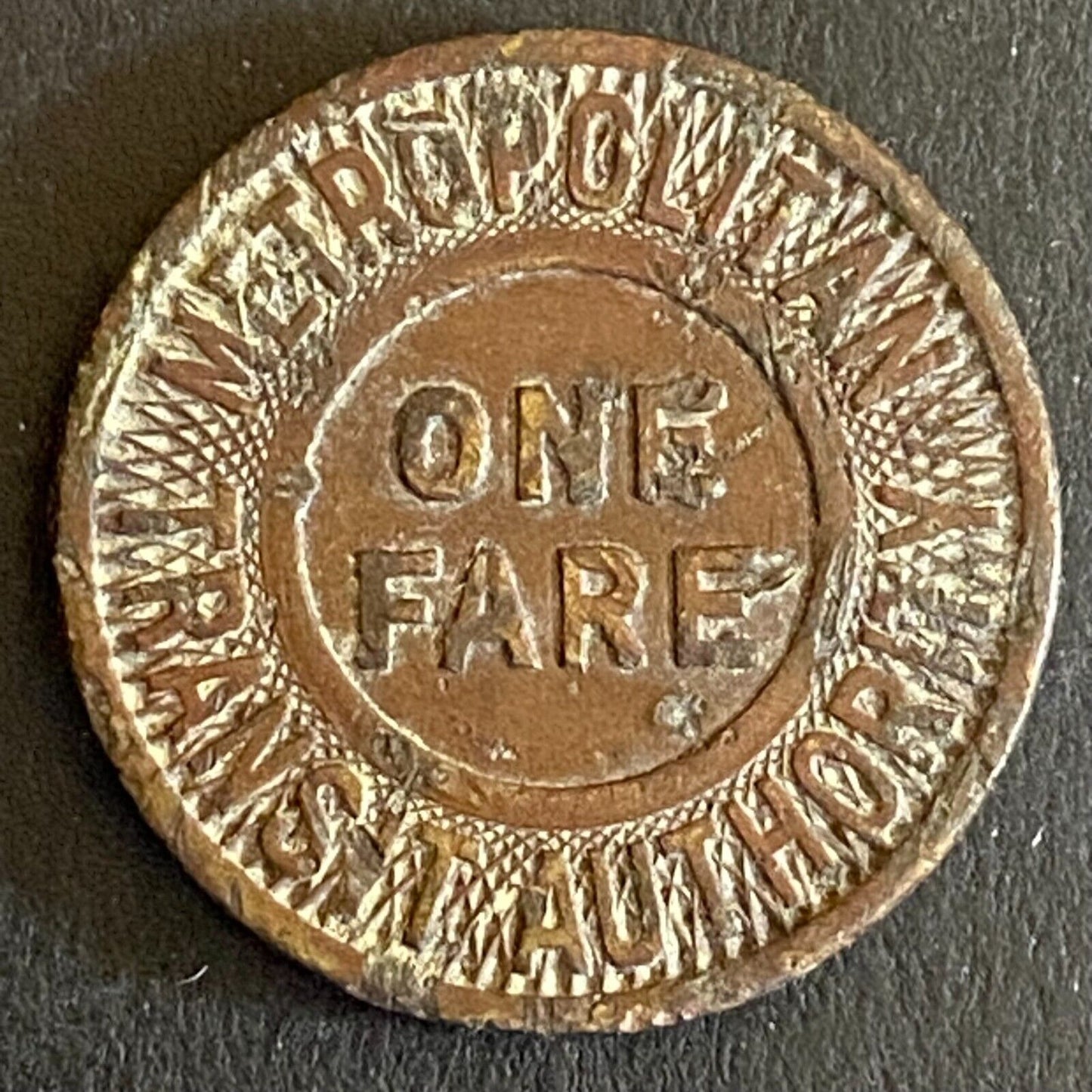 Metropolitan Transit Authority (Boston) Brass One Fare Transit Token 20mm