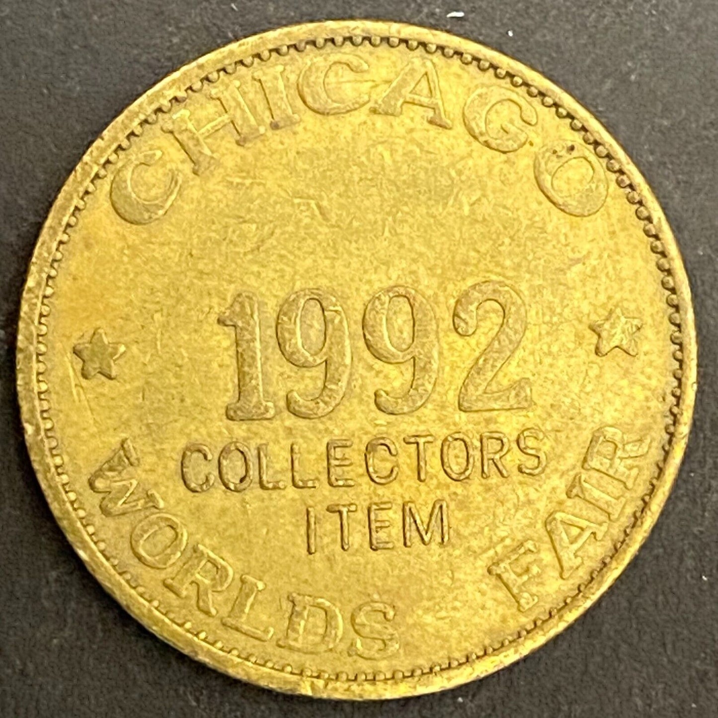 1992 Chicago Worlds Fair O'Hare Arcade Game Token "Collectors Item" Plane 23mm
