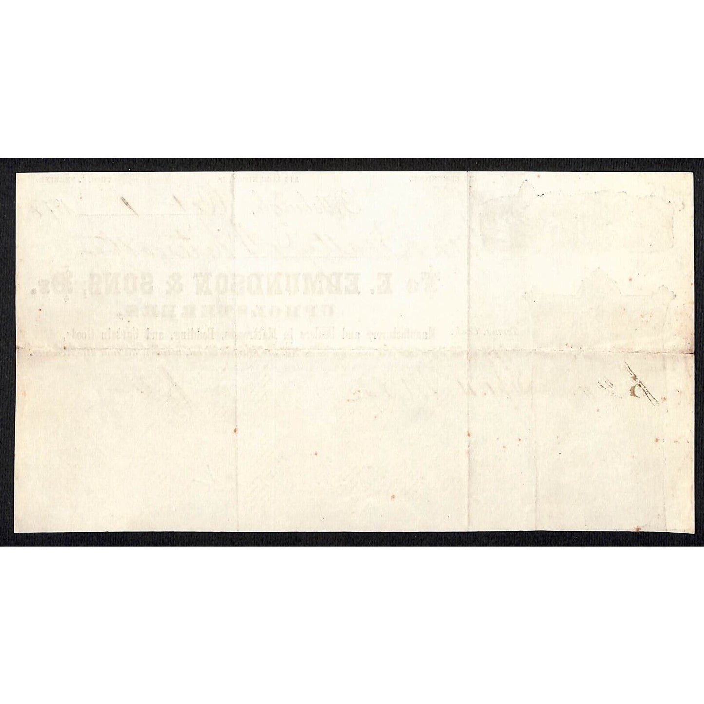 E. Edmundson & Sons Upholsterers 1872 Billhead Whiteleather* N. Georgetown Ohio