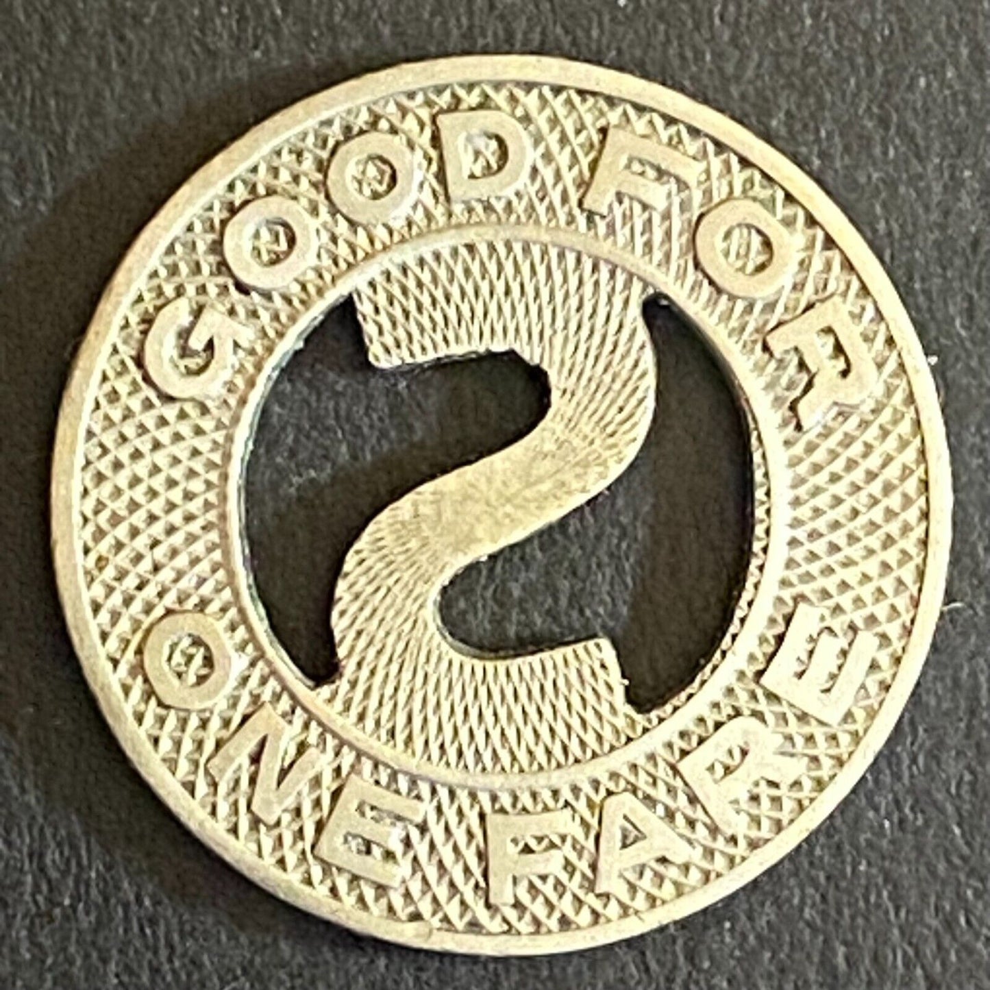 Springfield Transportation Co. G/F Full Fare Transit Token 16mm Hanging "S"