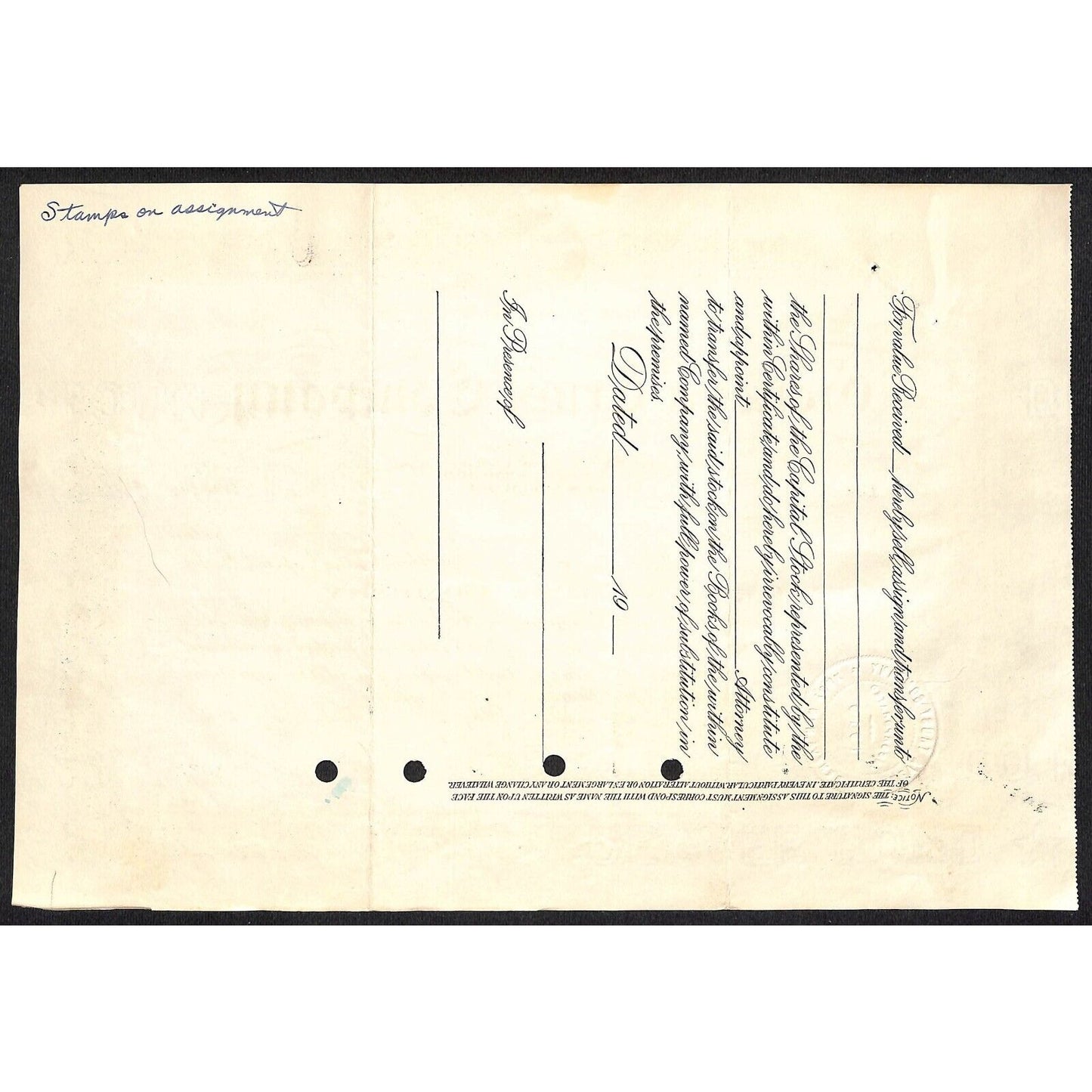 Geneva Trust Company NY 1919 Stock Certificate to Phineas P. Chew #131