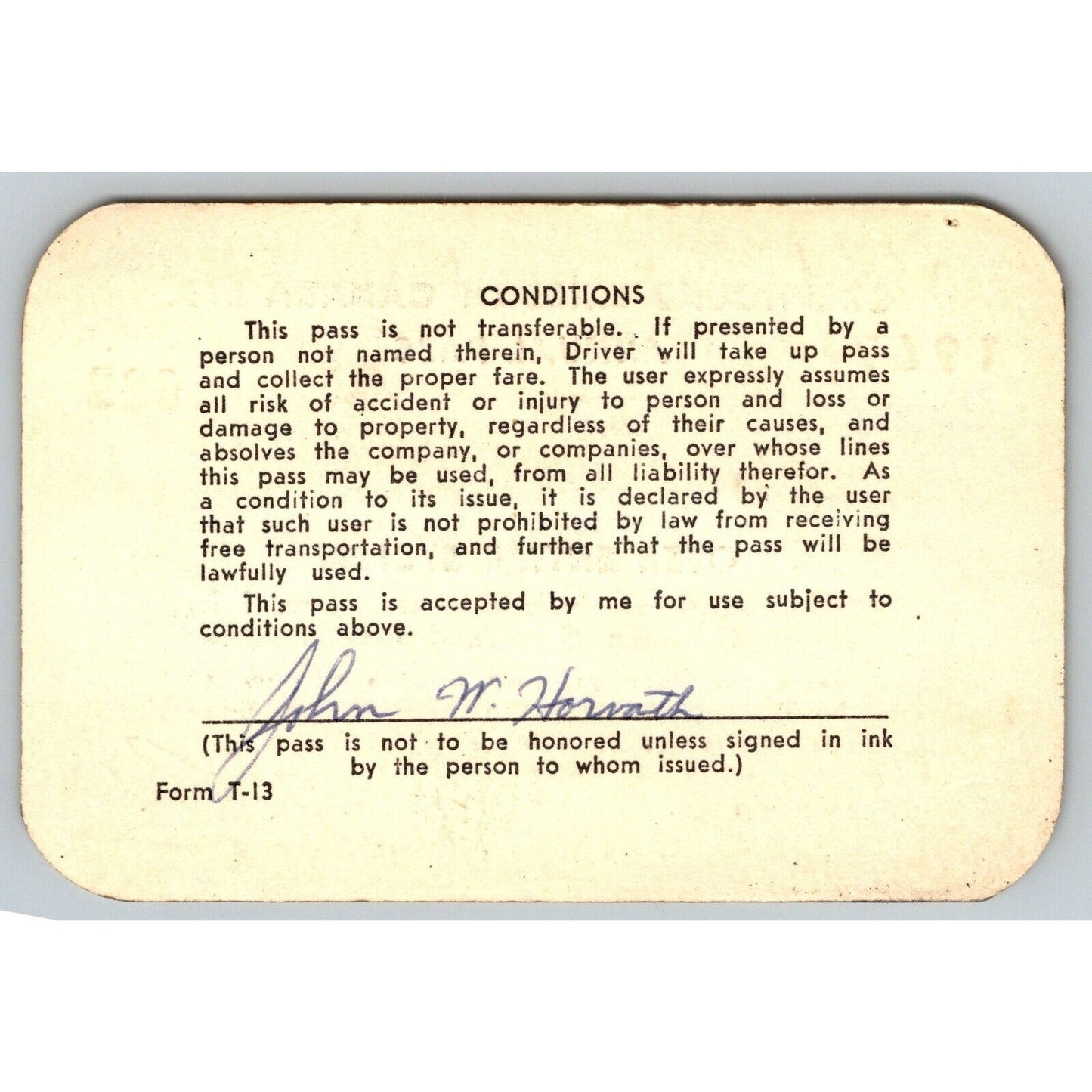 Greyhound Lines of Canada 1967 Annual / Yearly Bus Pass #622