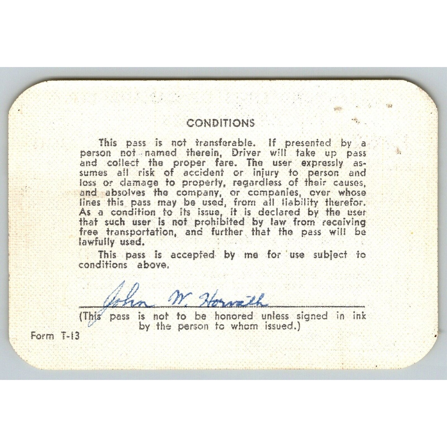 Greyhound Lines of Canada 1962 Annual / Yearly Bus Pass #220