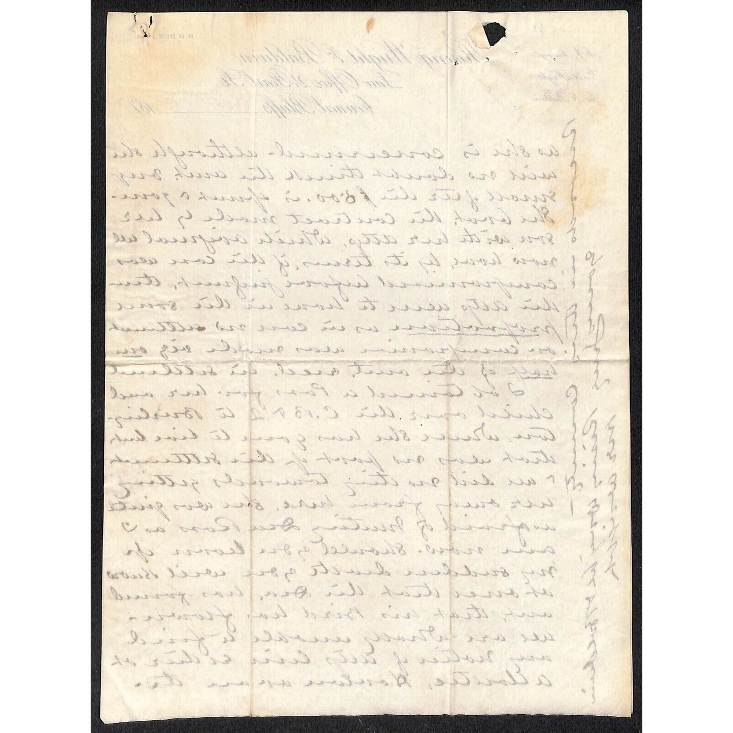Rising, Wright & Baldwin Des Moines Attorneys 1877 2pp Letterhead R.R. Lawsuit