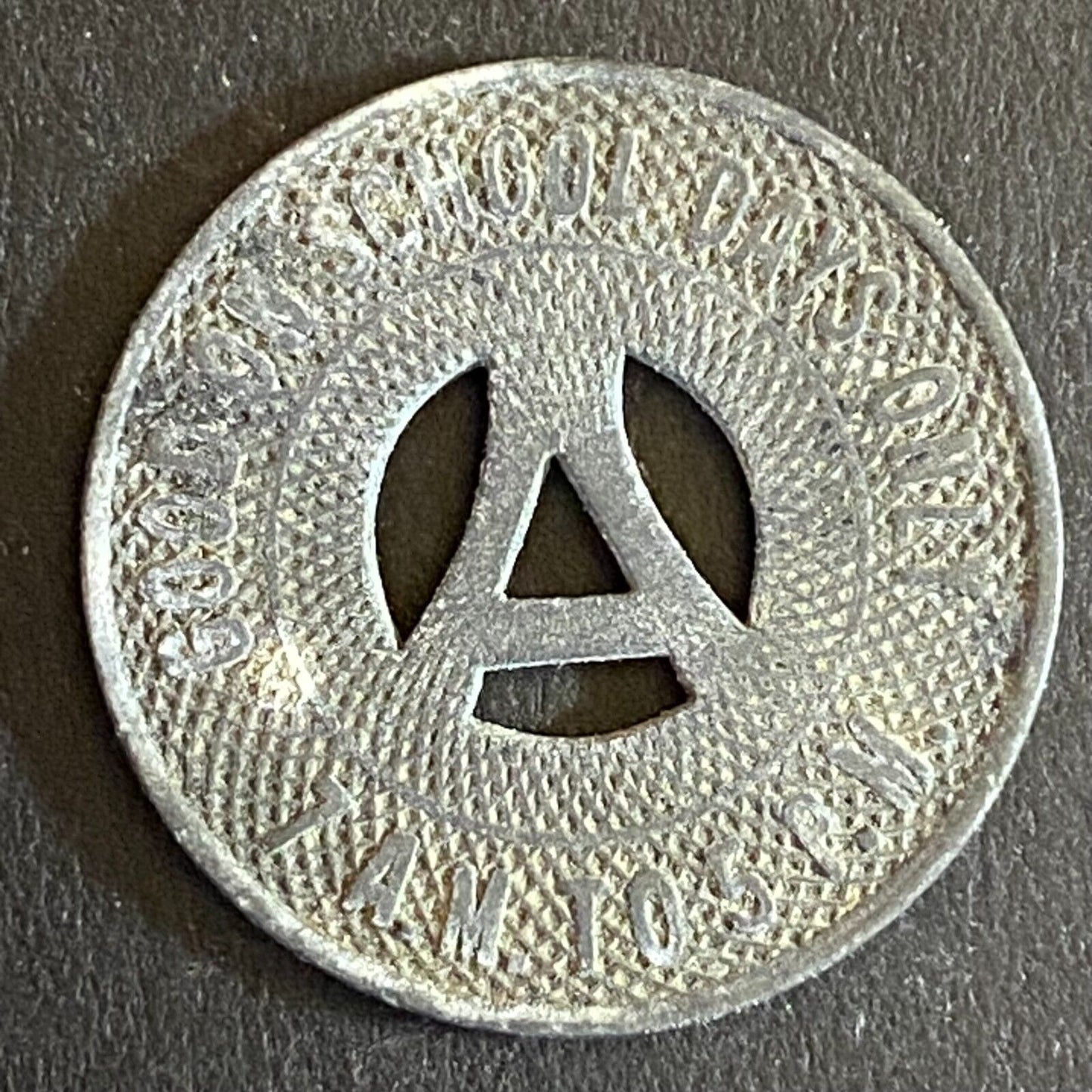 Albuquerque Bus Co. "Good on School Days Only" Transit Token Zinc 23mm
