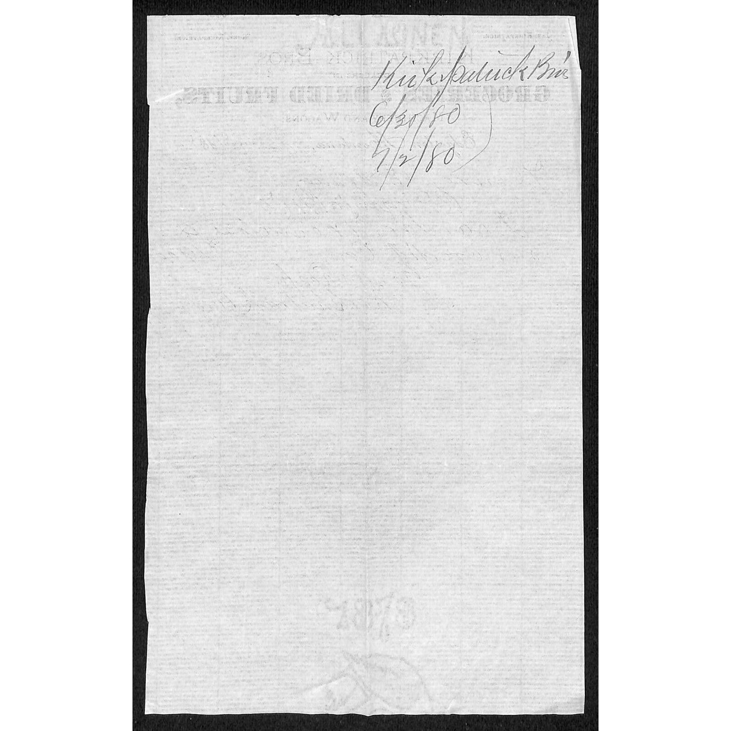 Edgerton, MT Kirkpatrick Bros. Groceries Fruit 1880 Billhead to Henry Elling*
