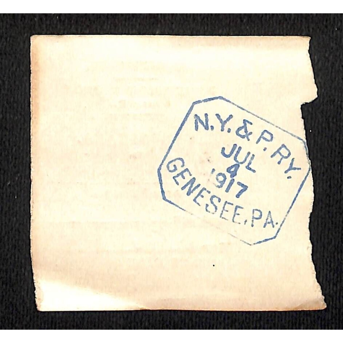 New York & Pennsylvania Ry 1917 Genesee, PA, Excursion Ticket Stub #6563