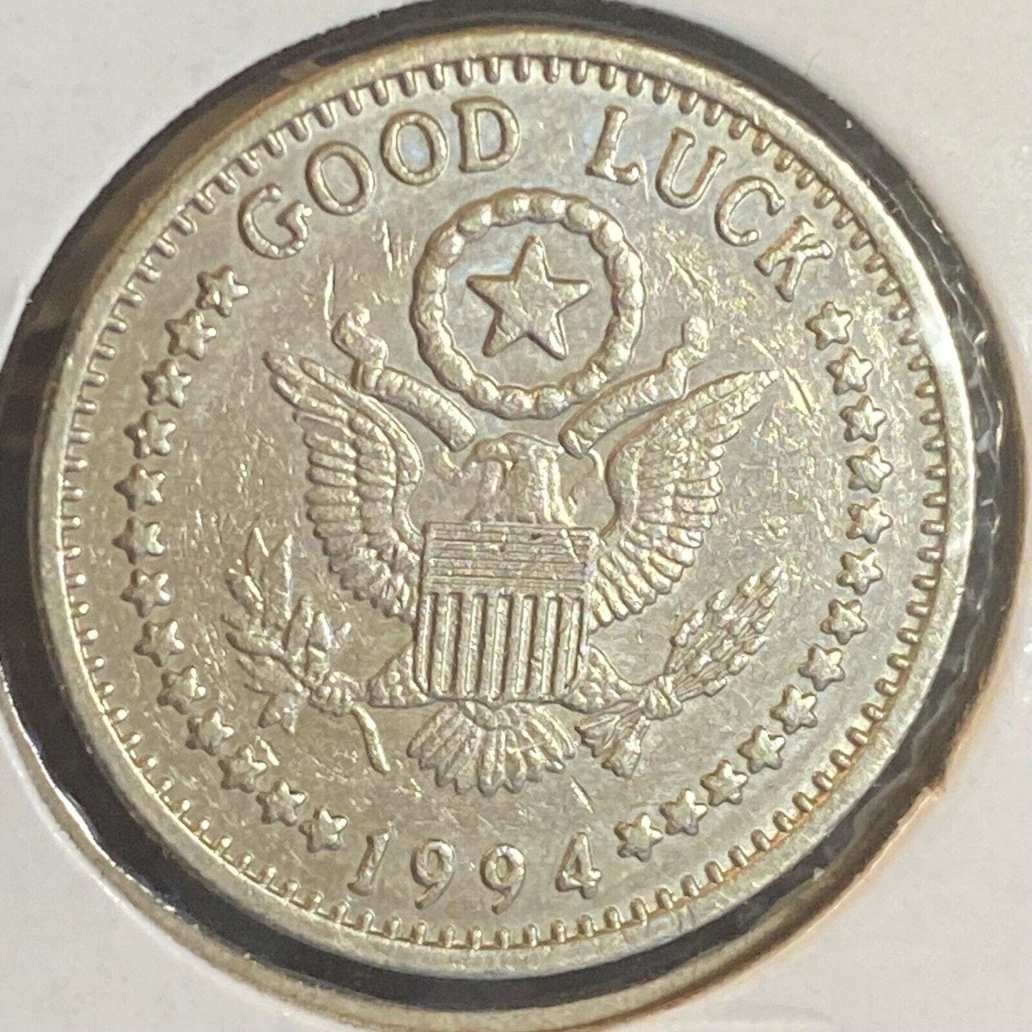 Castle Amusement Park Riverside, CA Good Luck Token WM 1994 23mm w/ Eagle