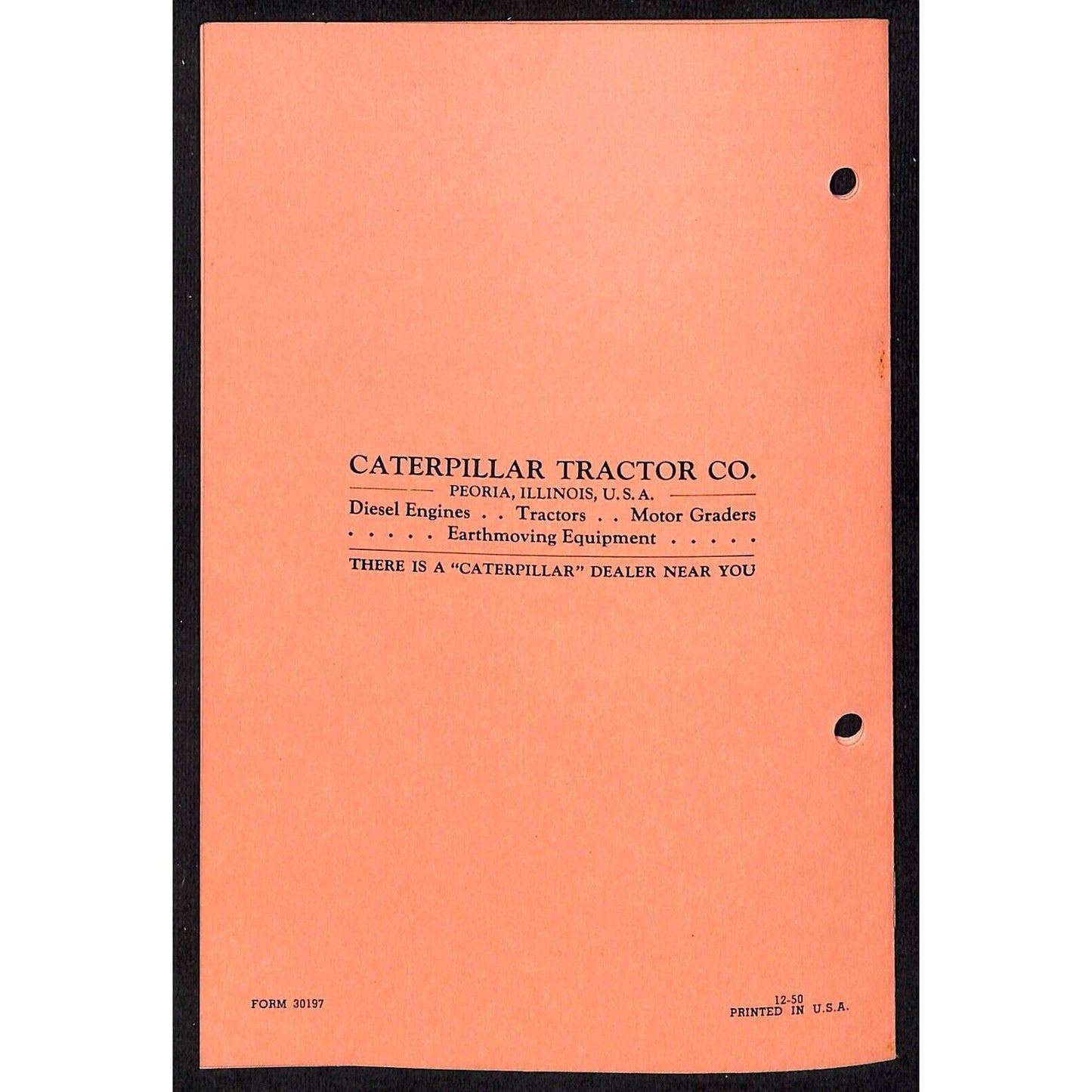 Lubricating Oils for Caterpillar Diesel Engines 1950 Guide / Dealer Booklet 7pp