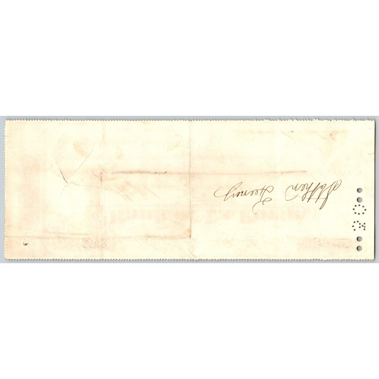 Bank of La Porte Check Stephen Feeney 1882 Mining Vignette RN-G1 Rev Stamp #9702