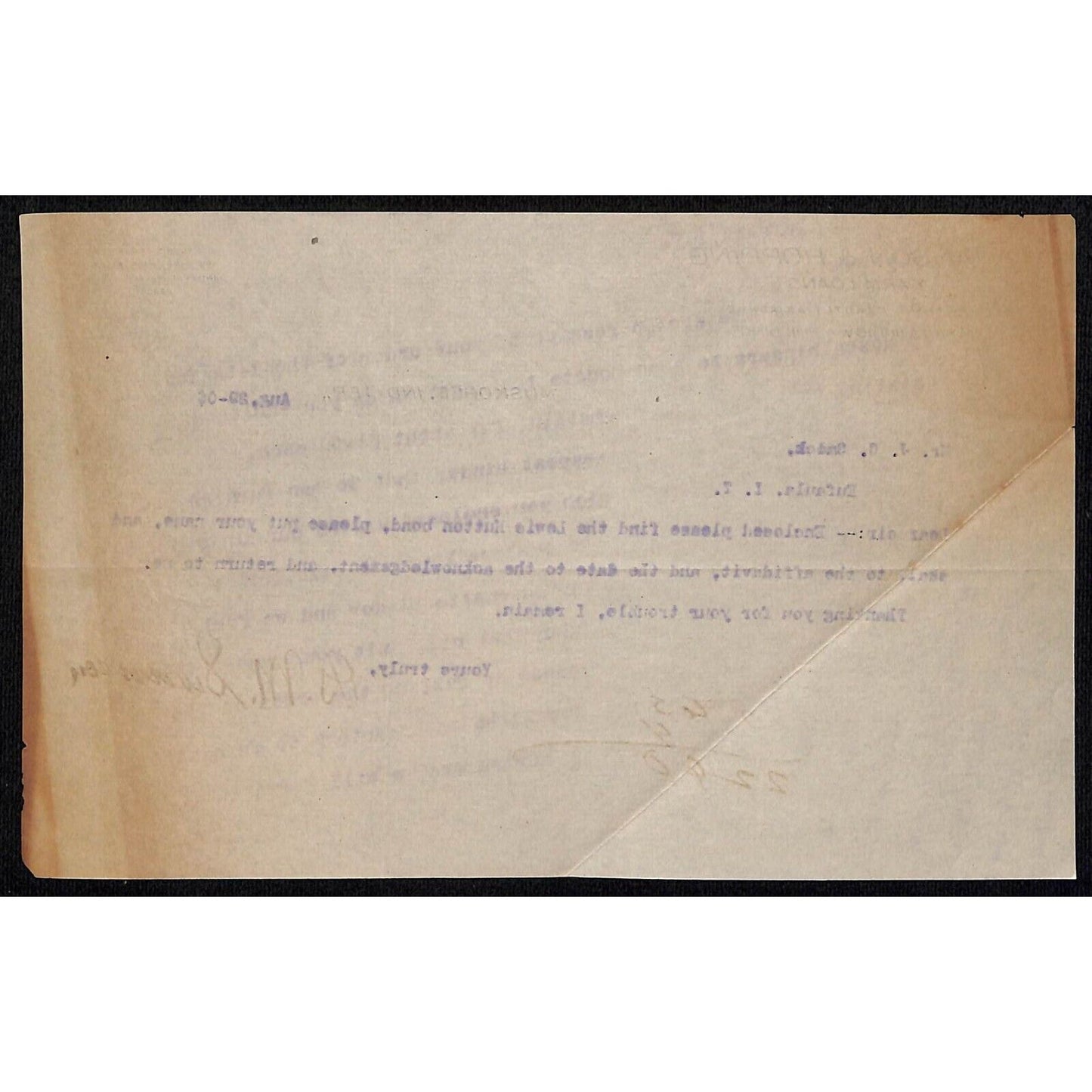 c1906 Swanson & Hopping Farm Loans Indian Territory Muskogee, OK TLS Letterhead