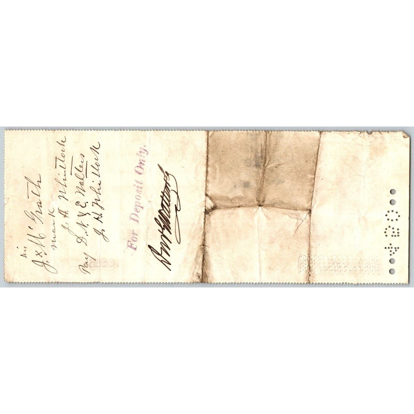 Bank of La Porte Check J. McGrath 1882 Mining Vignette RN-G1 Rev Stamp #9699