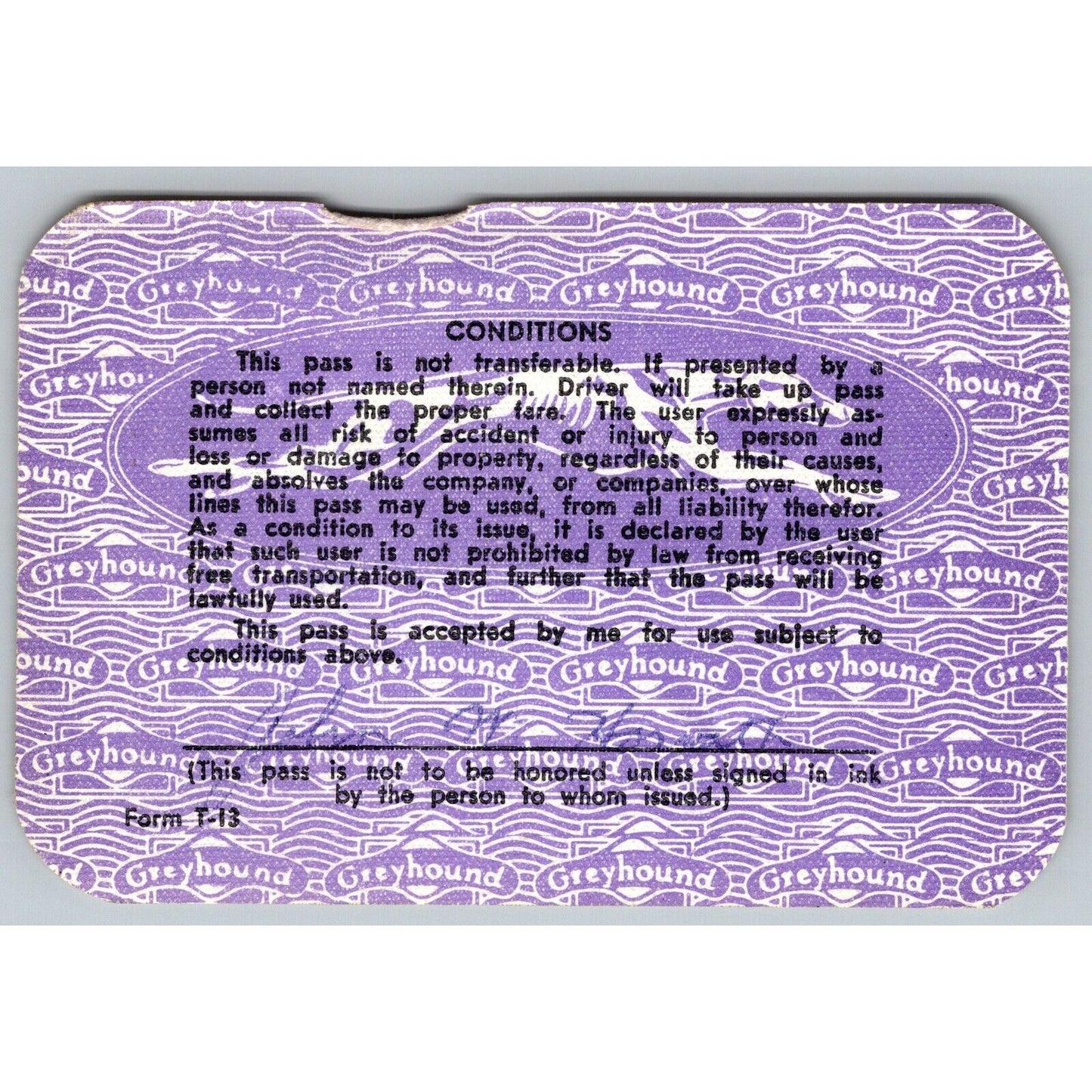 Greyhound Lines of Canada 1963 Annual / Yearly Bus Pass #413