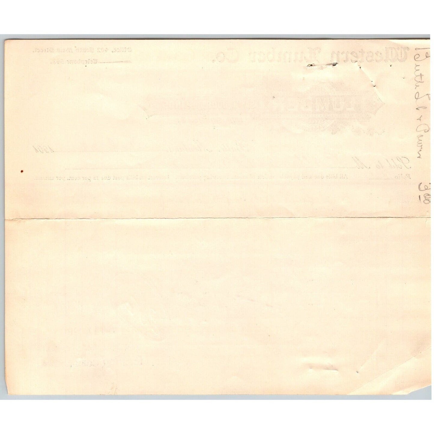 Butte, MT Western Lumber Co. 1901 Billhead to Butte Light & Power for 2" Fur