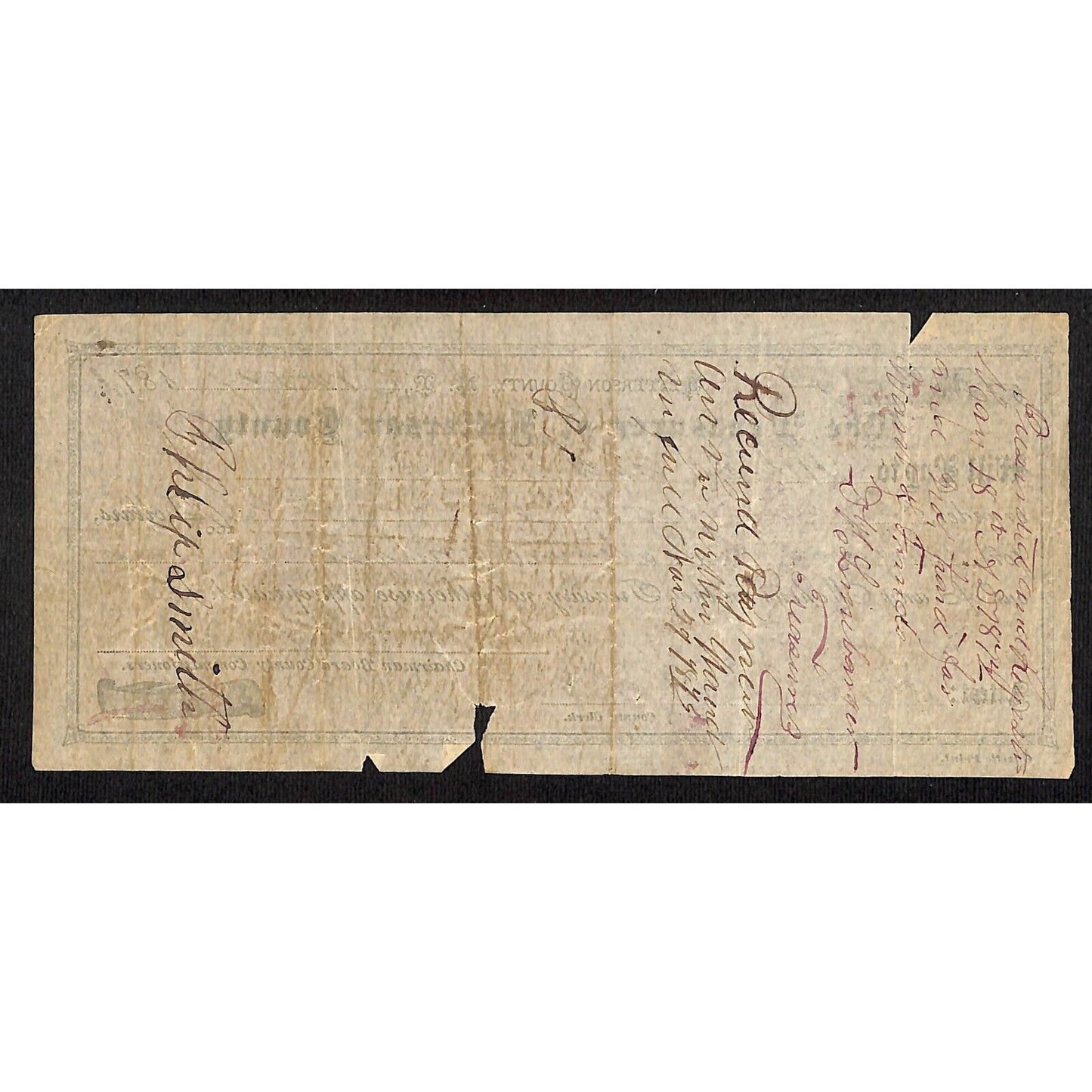 1871 Treasurer of Jefferson County Montana Territory Treasury Draft