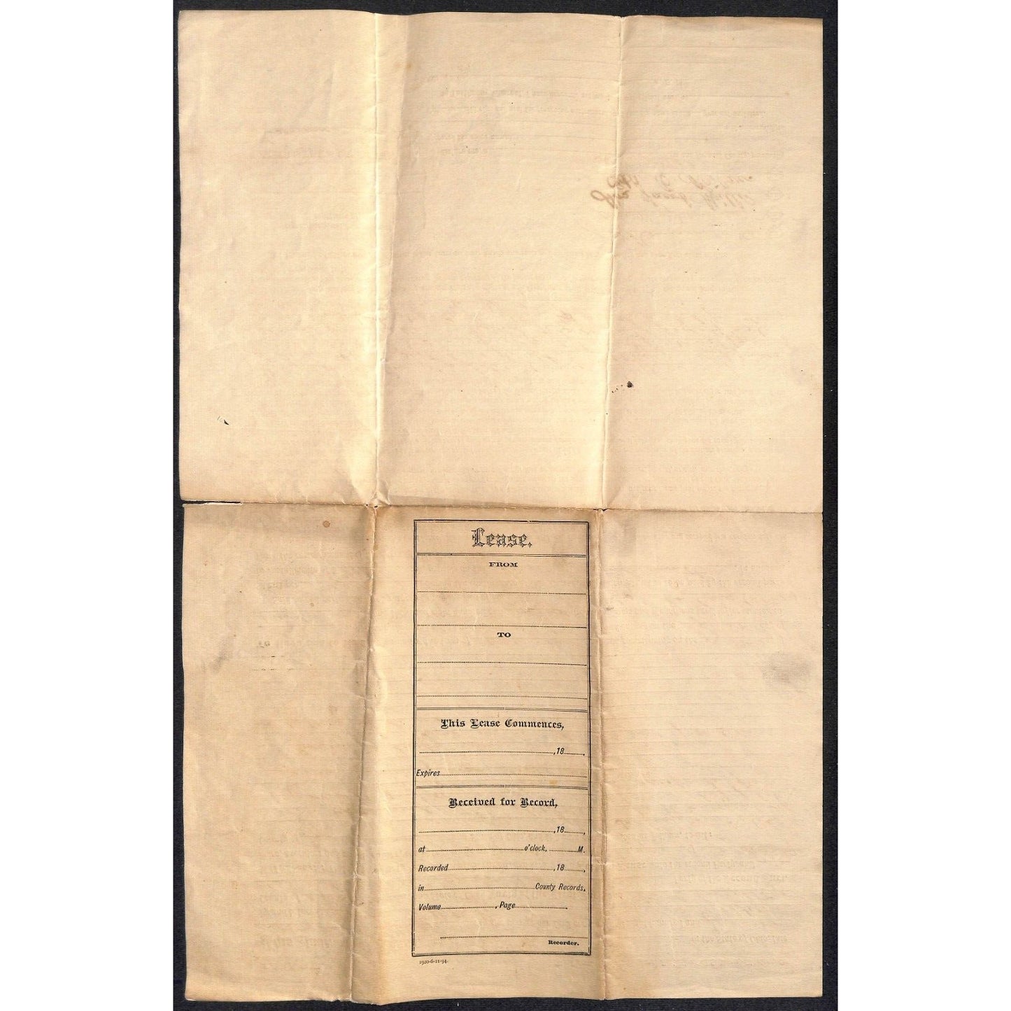 1877 New Philadelphia, Ohio $100 One Year Lease LARGE 11" x 17" SHEET Btwn: