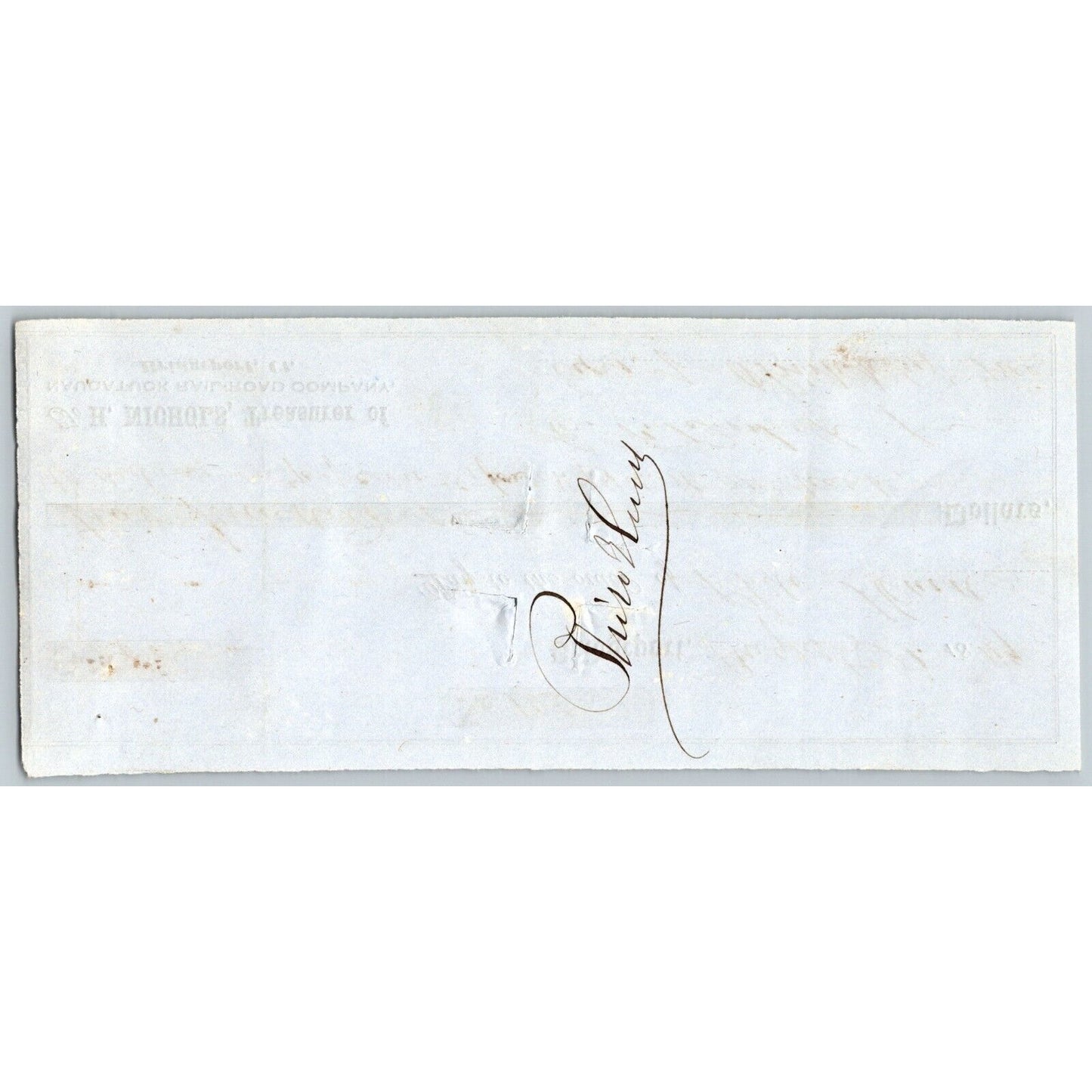 Naugatuck Railroad Co. Bridgeport Connecticut 1849 Check #102 Philo Hurd Signed